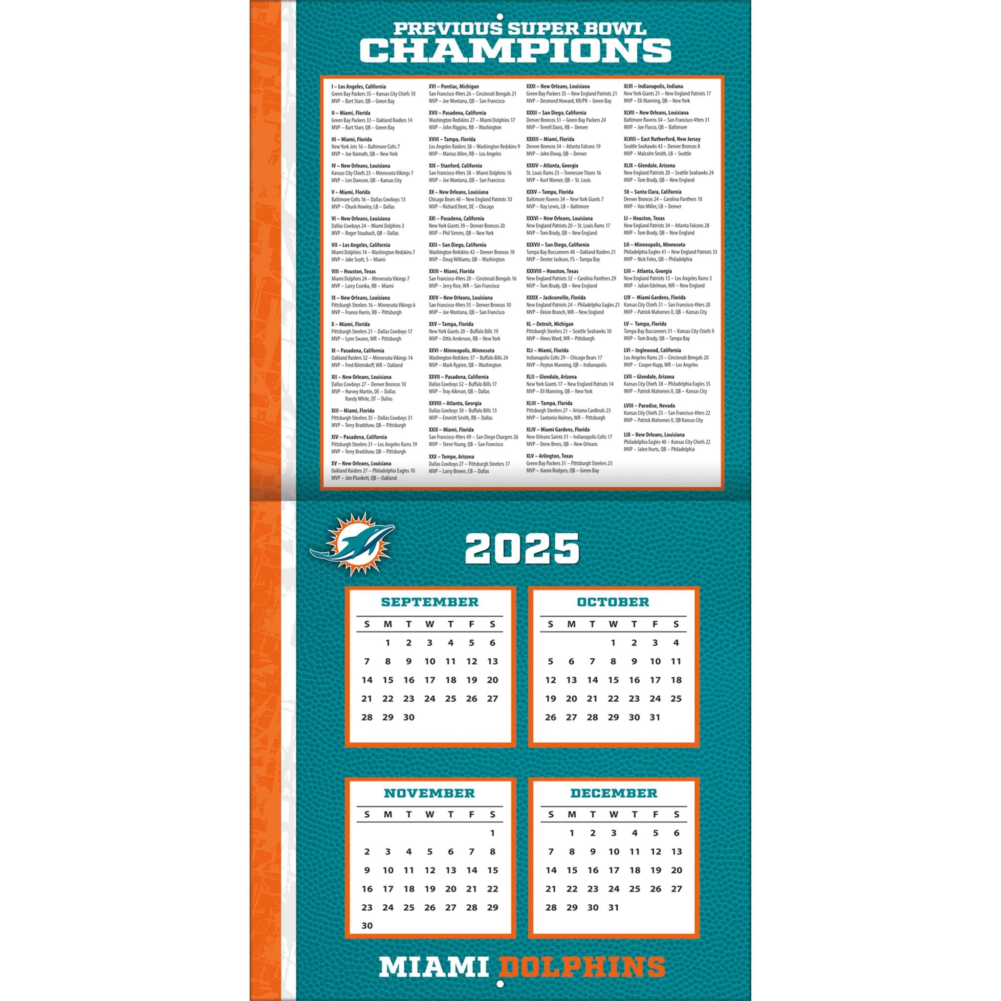 NFL Miami Dolphins 2026 Wall Calendar - Online Only