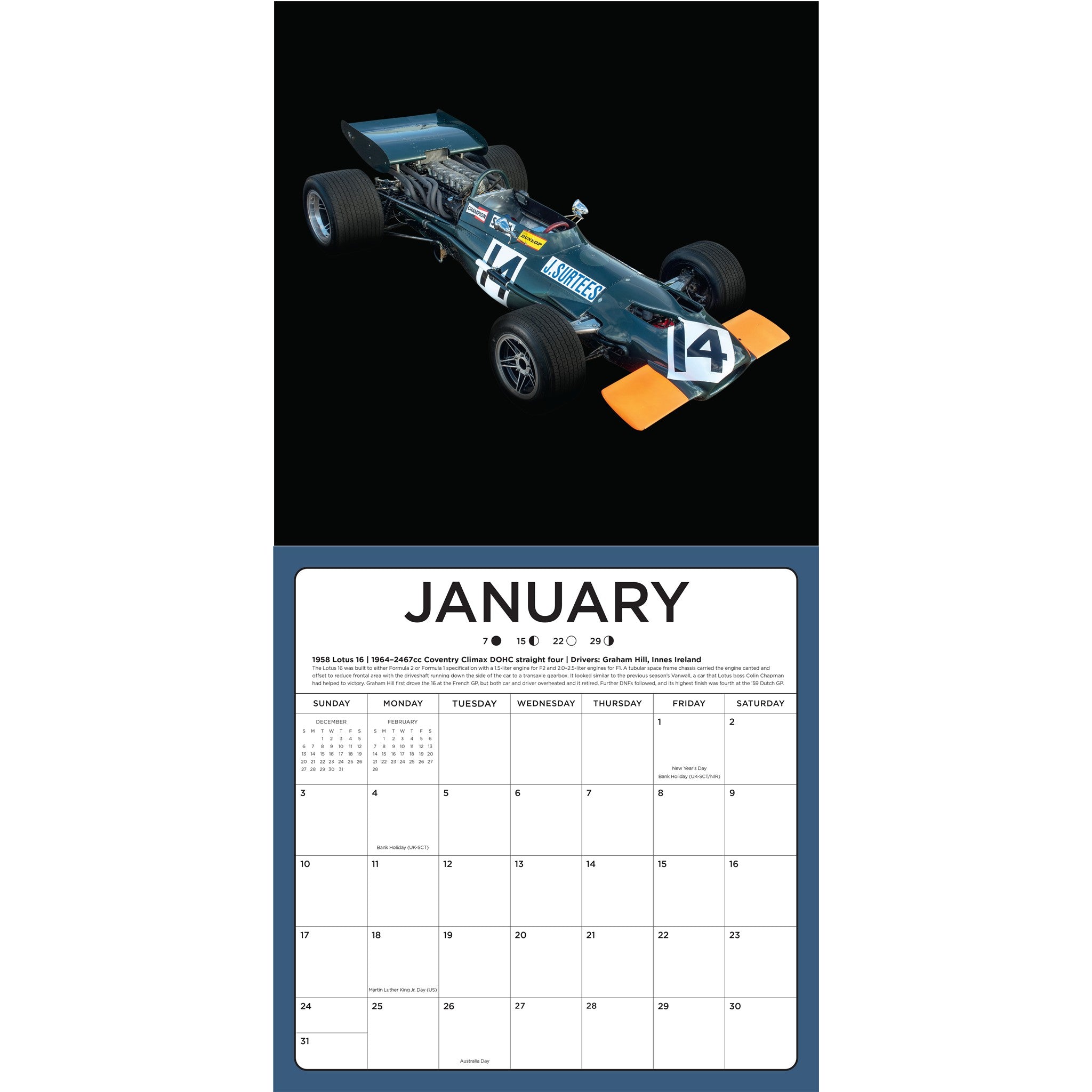 The Art of the Formula 1 Race Car 2027 Wall Calendar