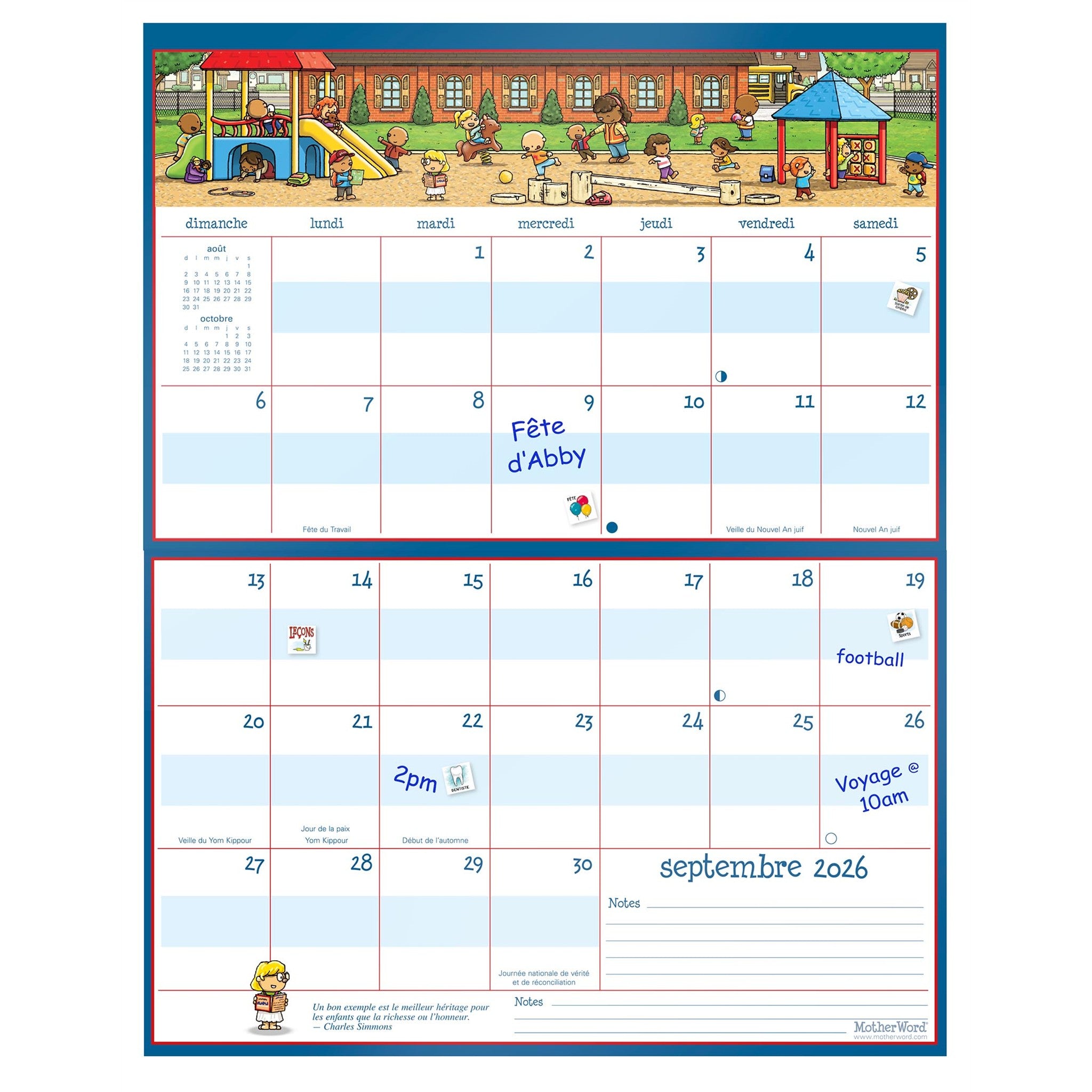 MotherWord Magnetic Fridge French 2027 Wall Calendar