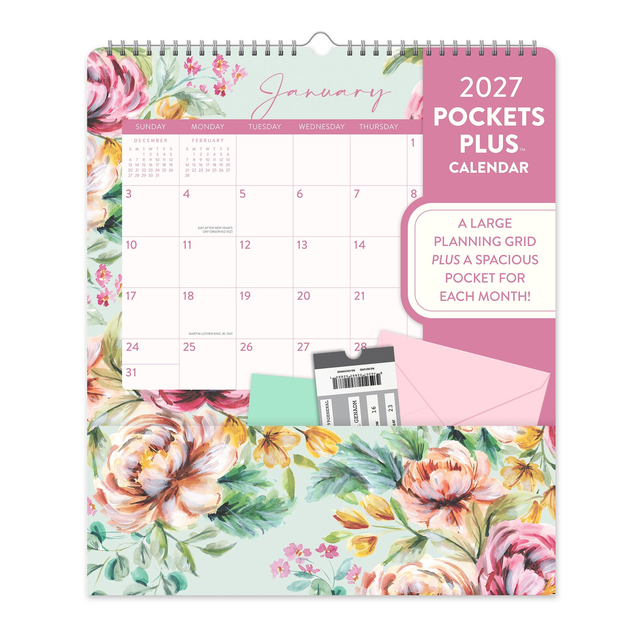 Bell Flora Pockets Plus 2027 Wall Calendar
