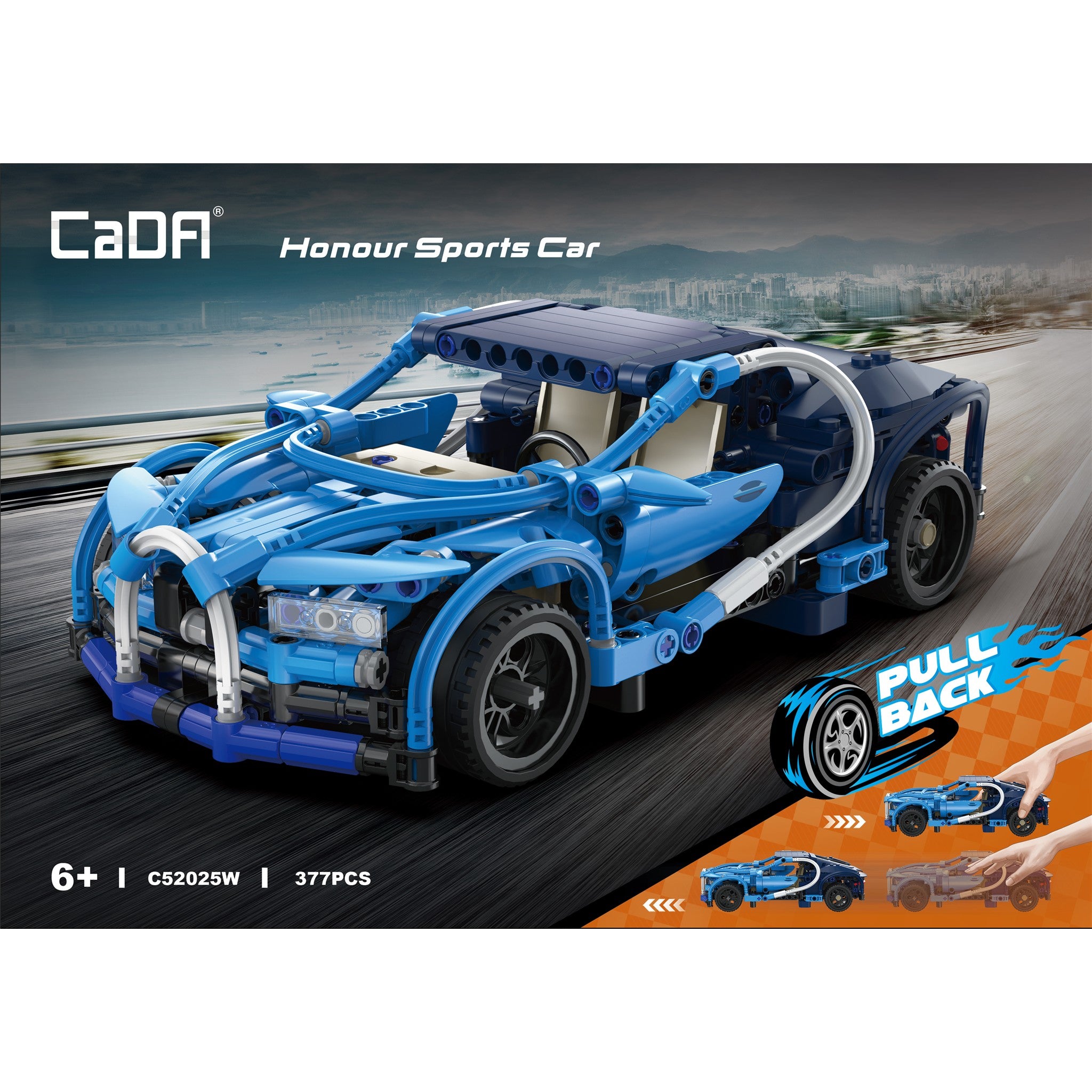Blue 1:18 Racing Car 377 Pieces with Pull Back Action