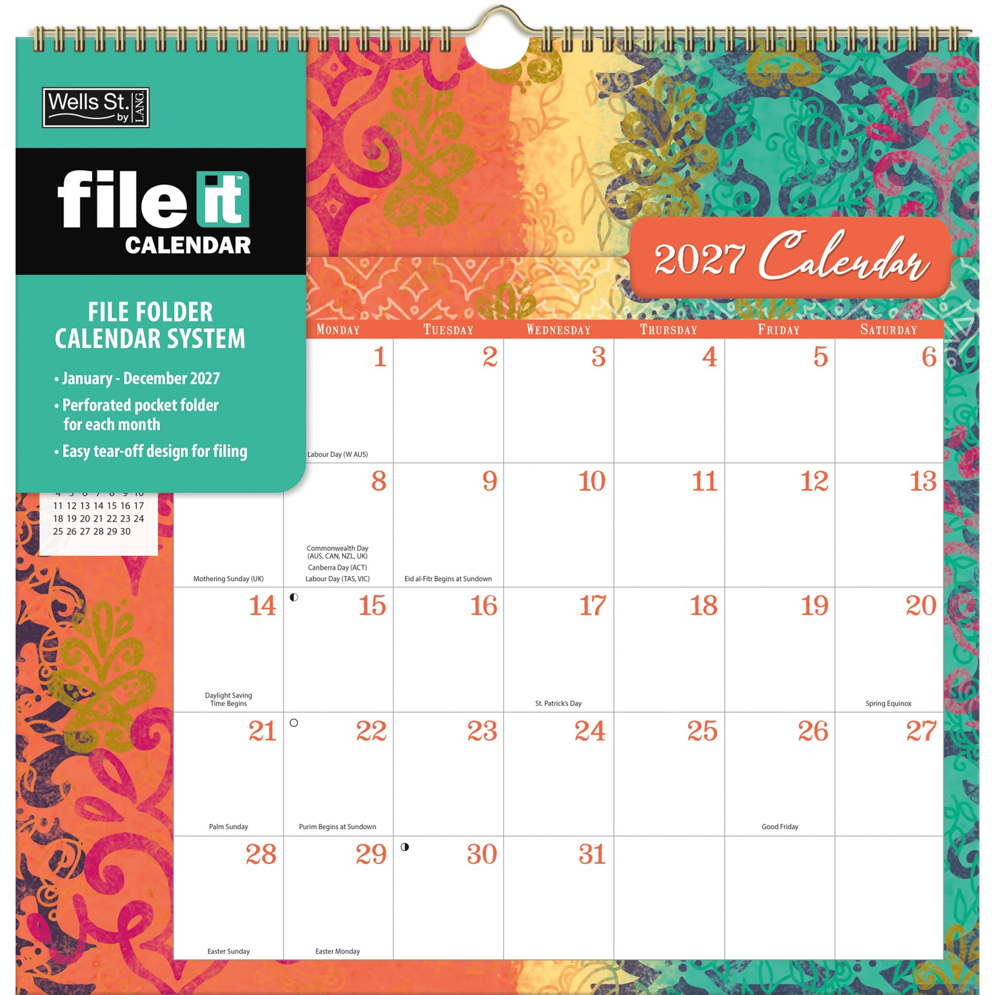 Bohemian File It 2027 Wall Calendar