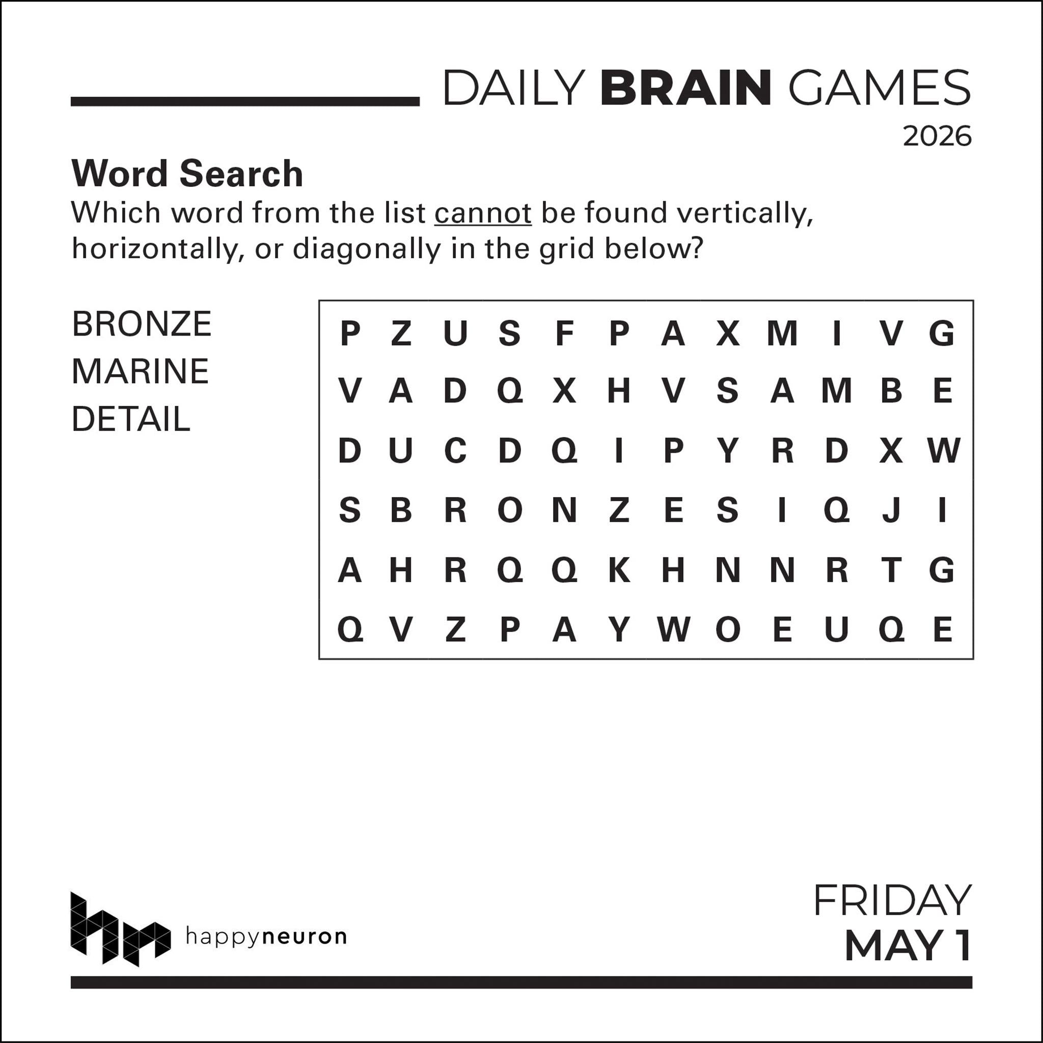 Daily Brain Games 2026 Box Calendar - Online Only