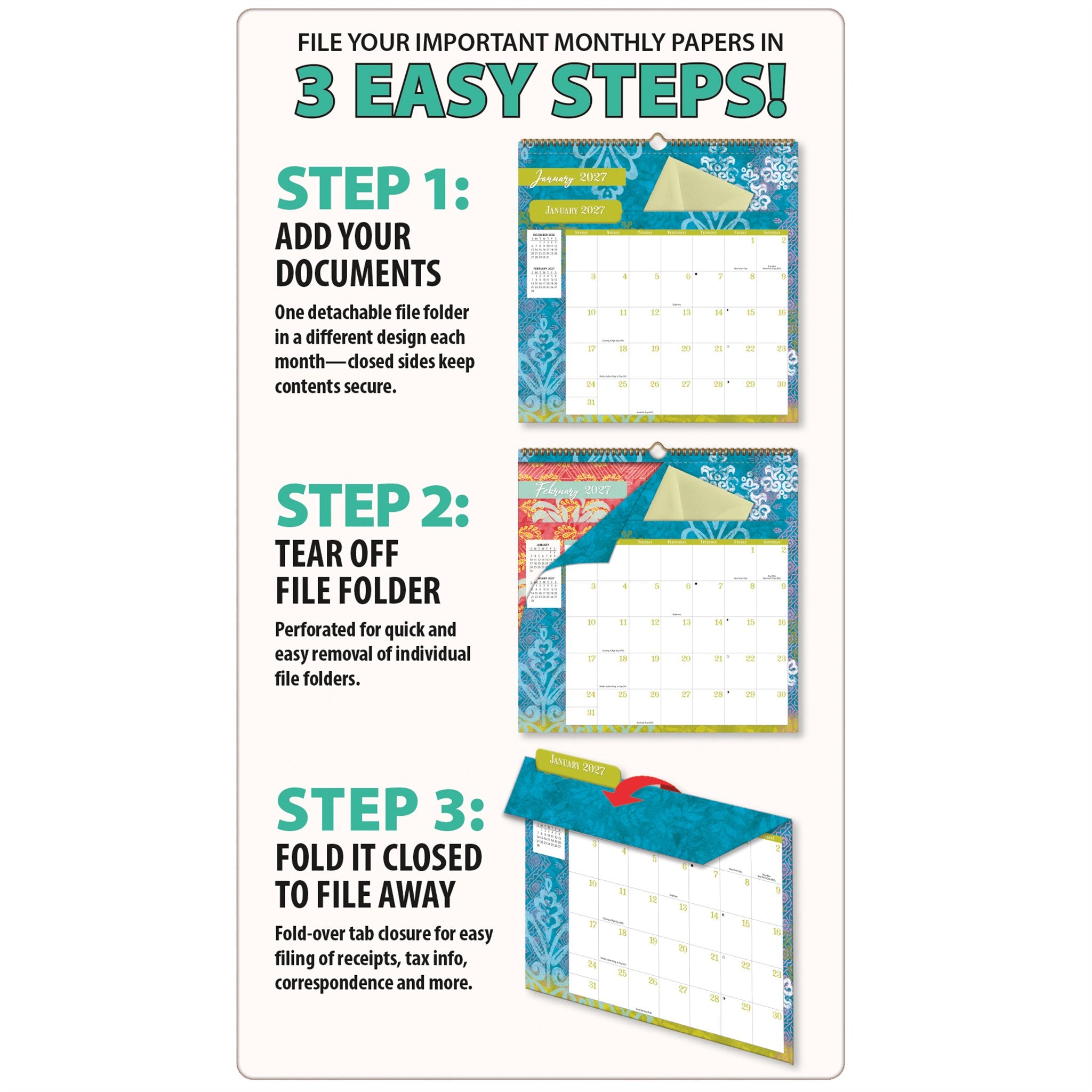 Bohemian File It 2027 Wall Calendar