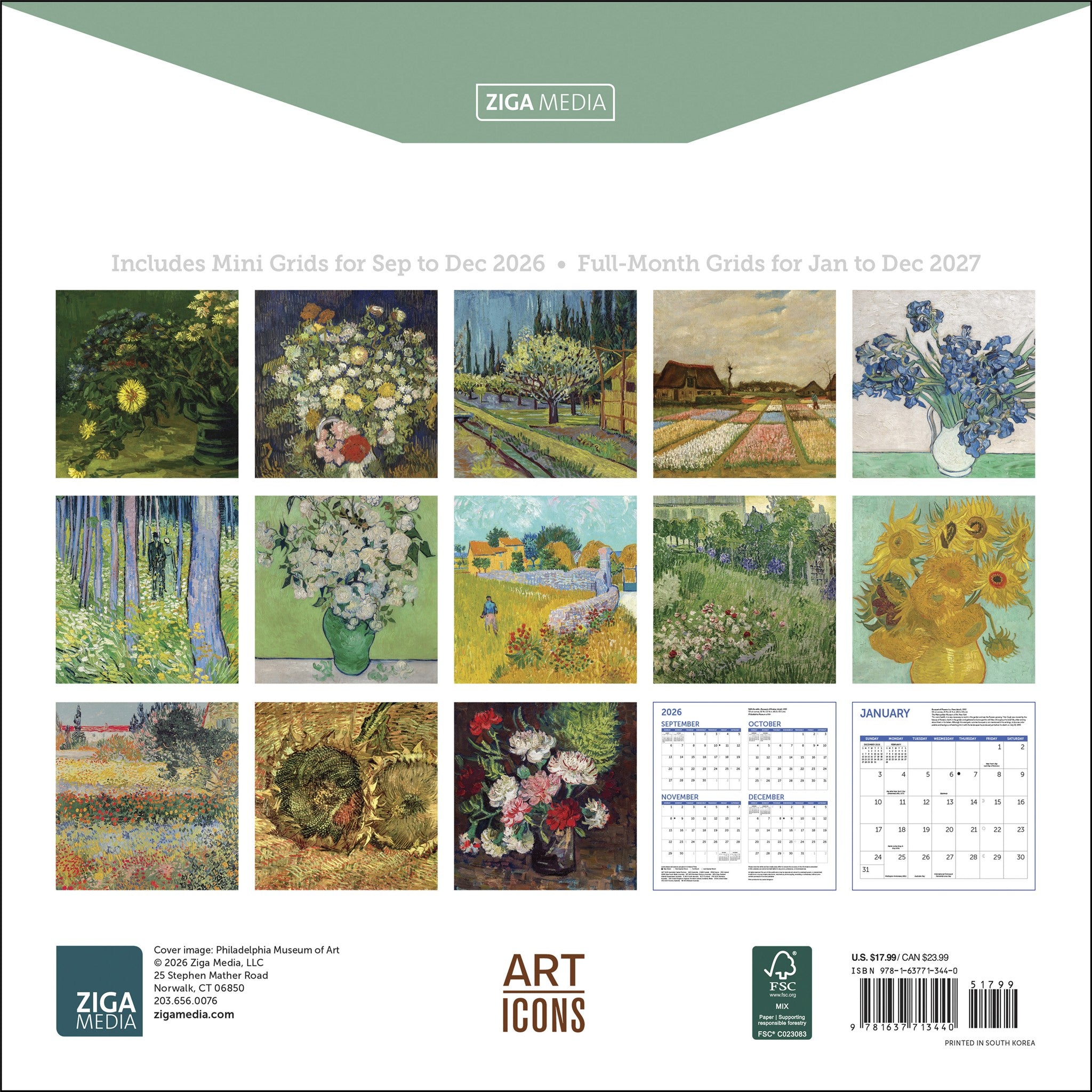Van Gogh Flowers 2027 Wall Calendar