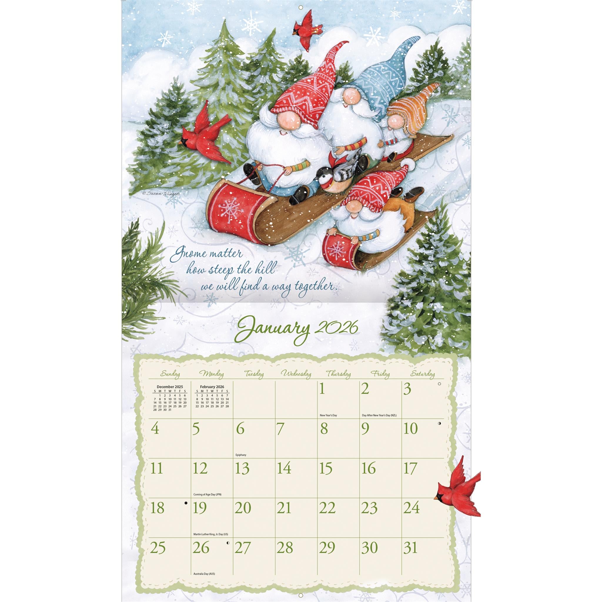 Gnome Sweet Gnome 2026 Deluxe Special Edition Wall Calendar with Print