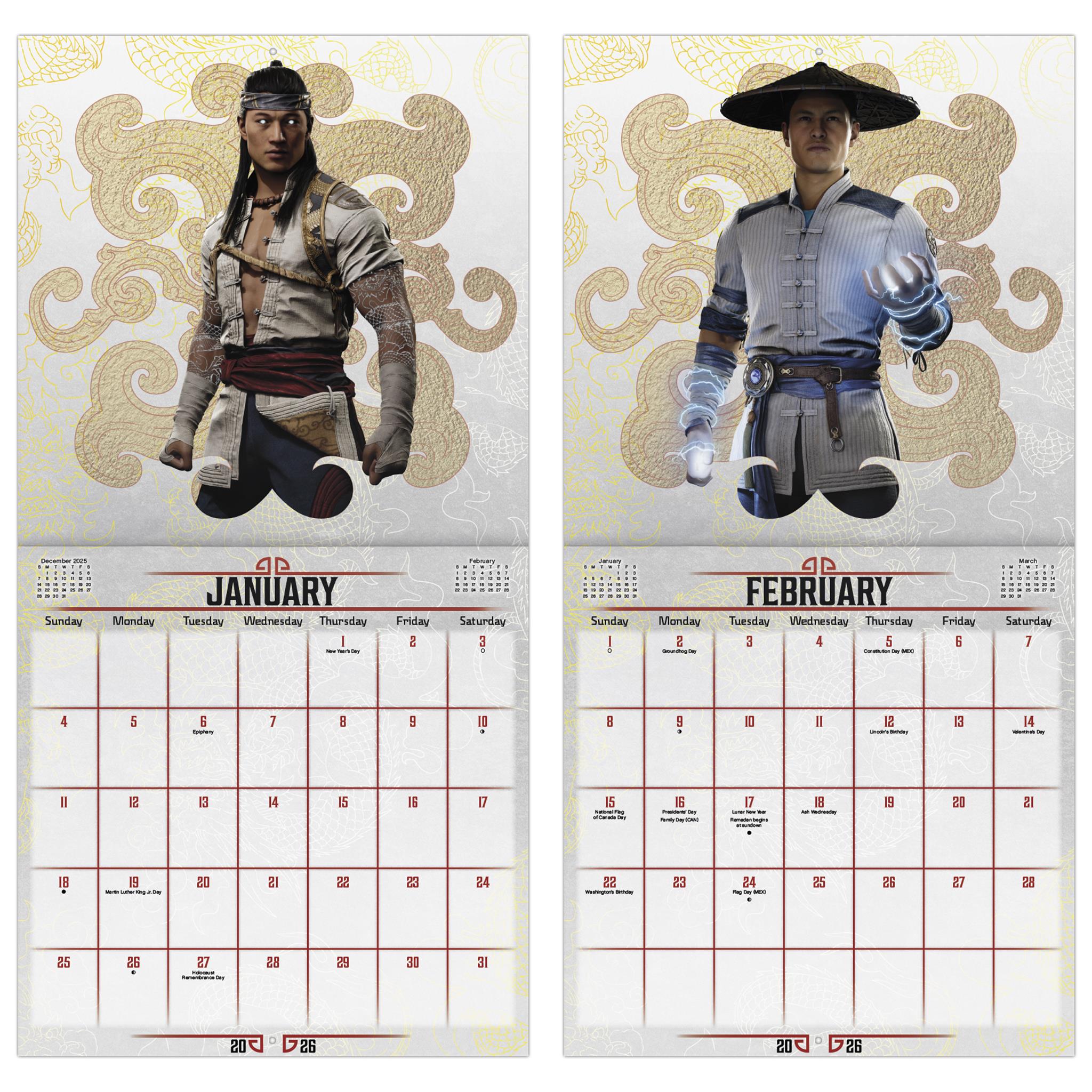 Mortal Kombat 2026 Wall Calendar - Online Only
