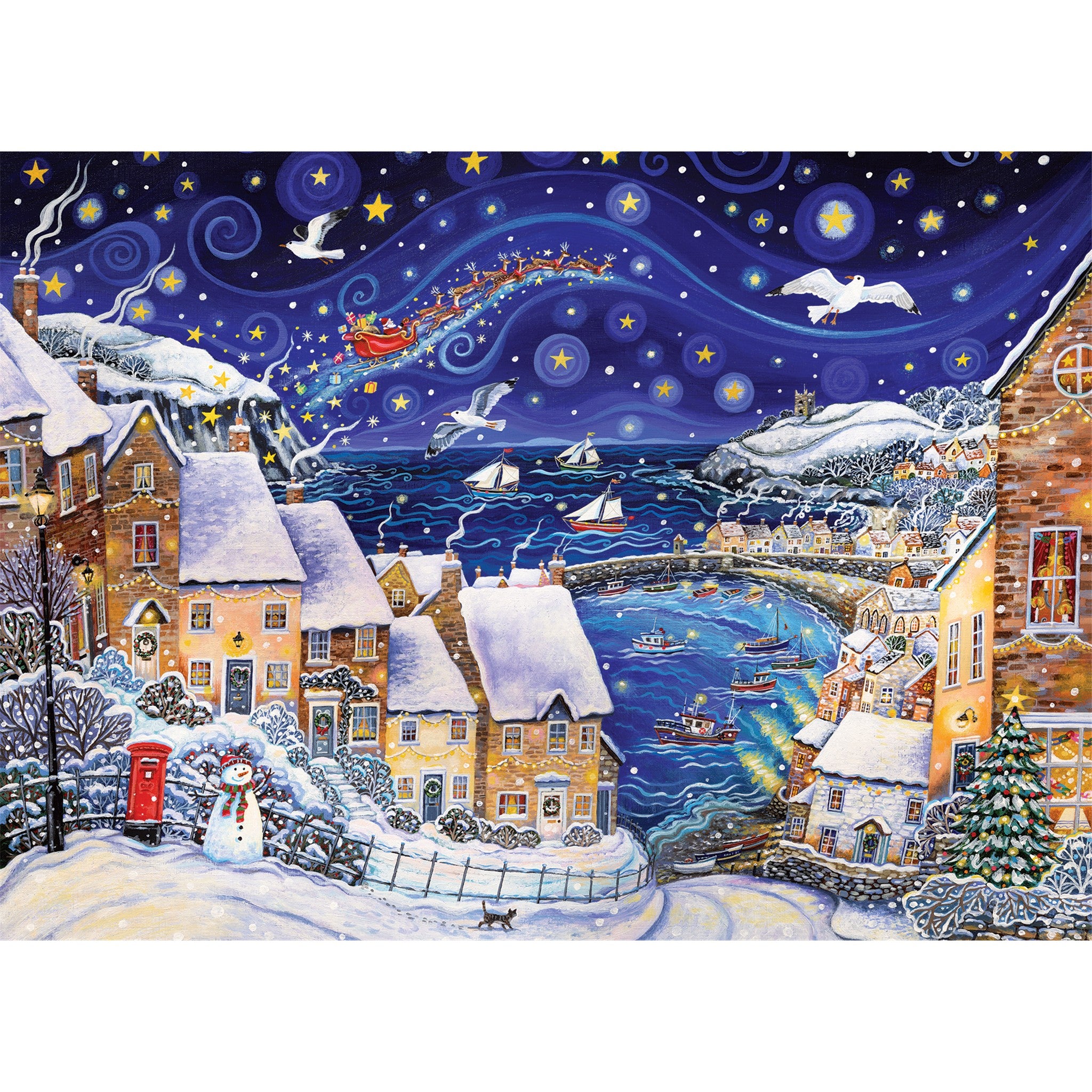 Seaside Village in the Snow Exclusive 1000 Piece Puzzle