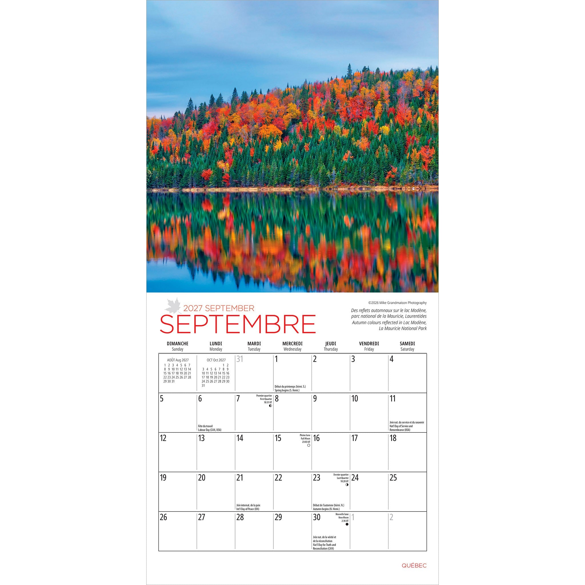 Québec 2027 Mini Calendar