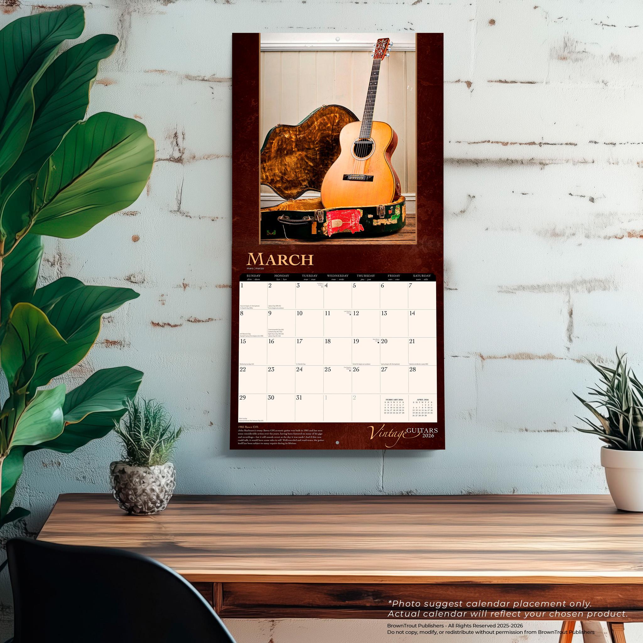 Vintage Guitars 2026 Wall Calendar