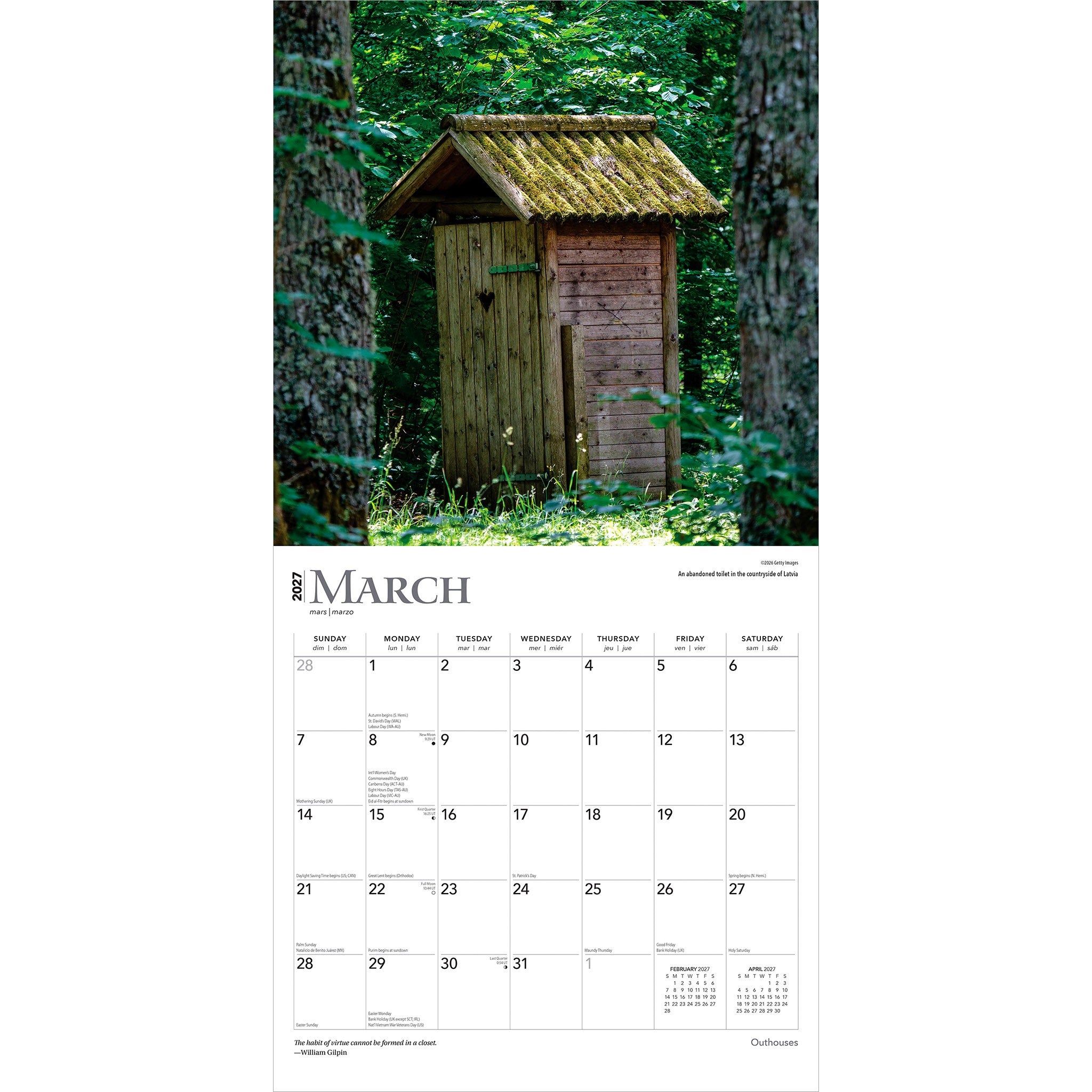 Outhouses 2027 Wall Calendar