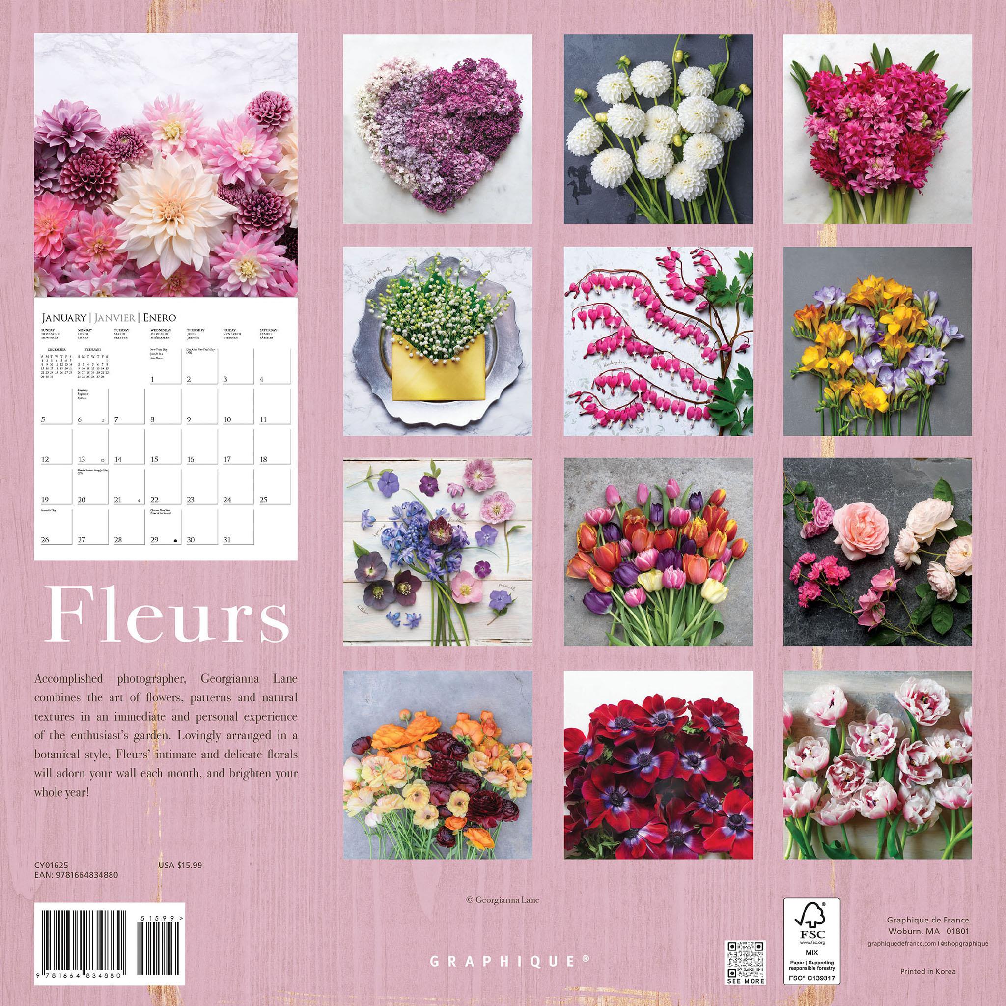 Fleurs Wall 2025 Calendar