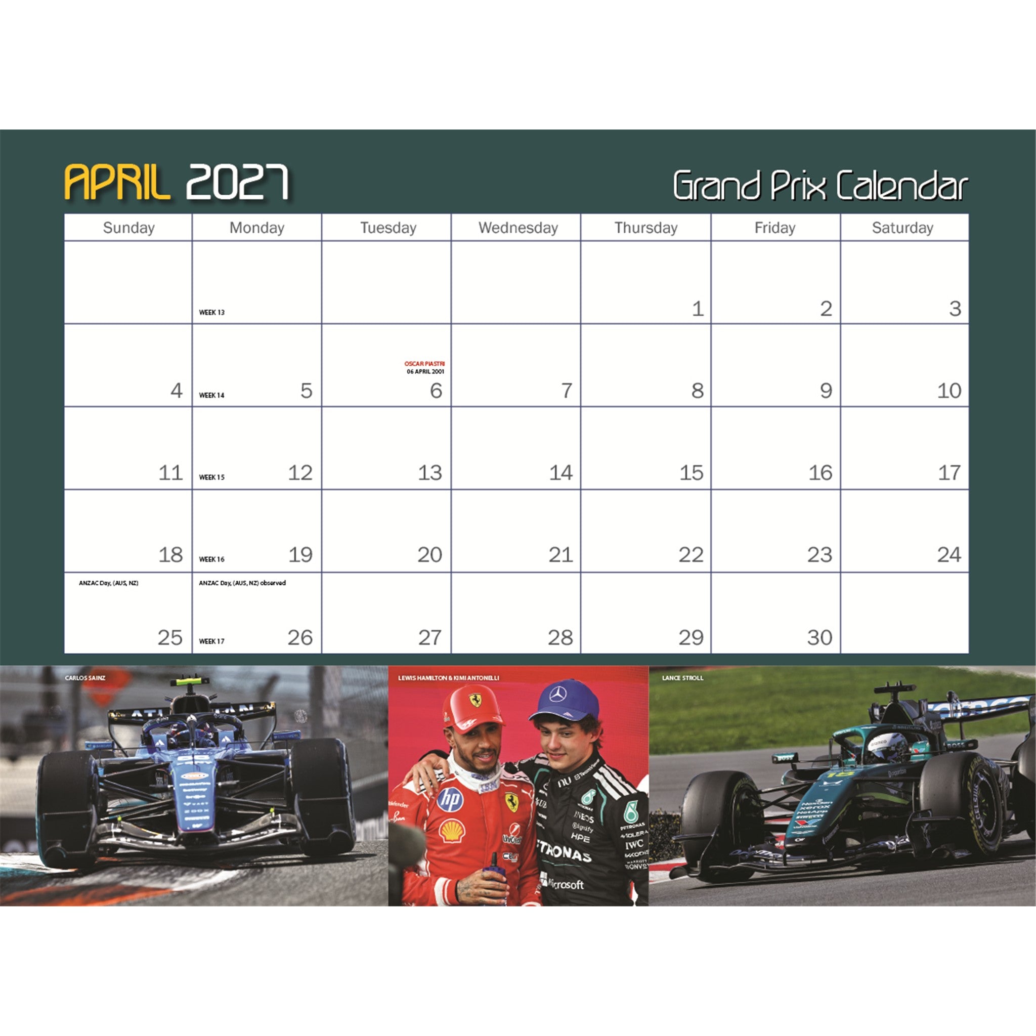 Autocourse Grand Prix 2027 Wall Calendar