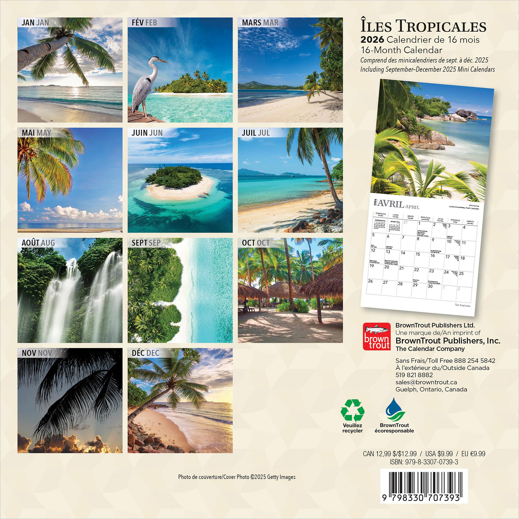 Iles Tropicales 2026 Mini Calendar (French)