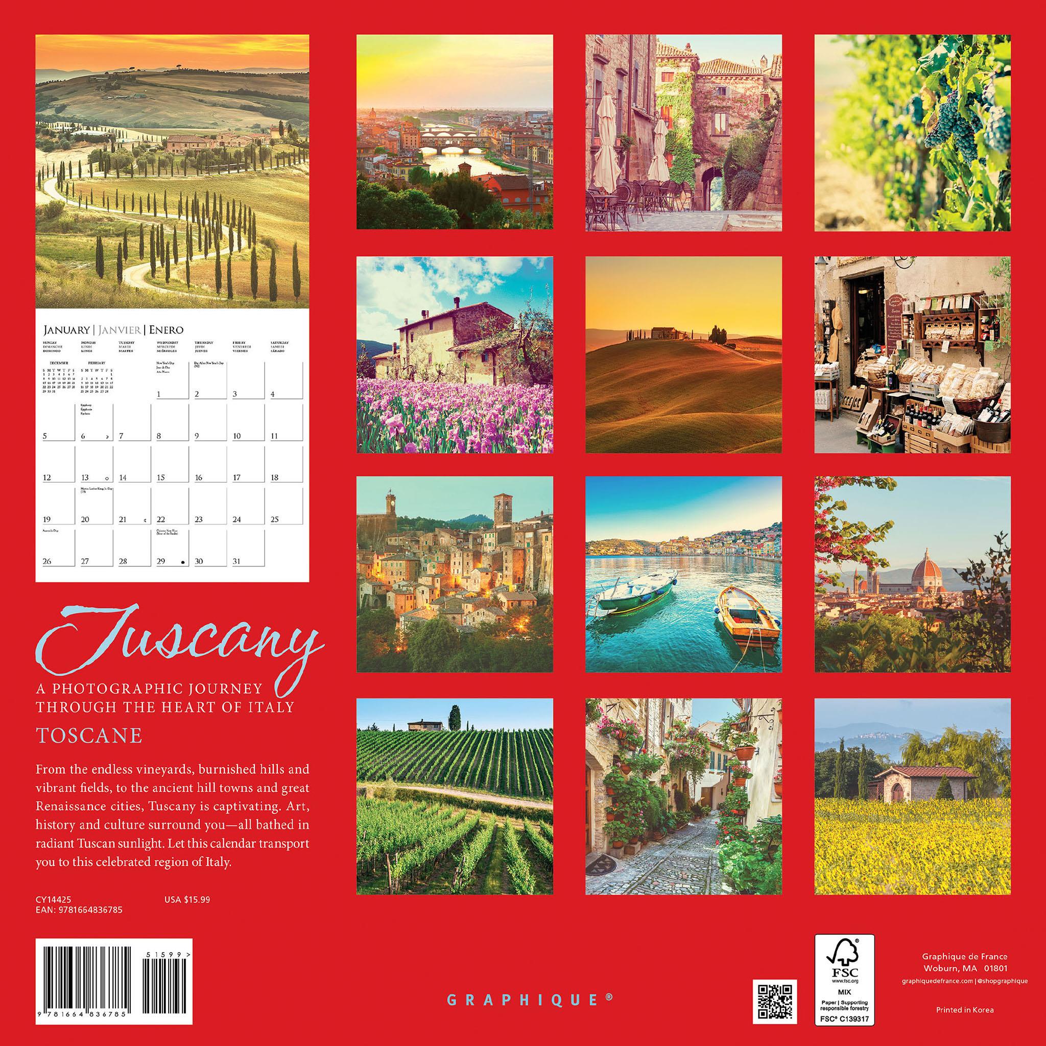 Tuscany Wall 2025 Calendar