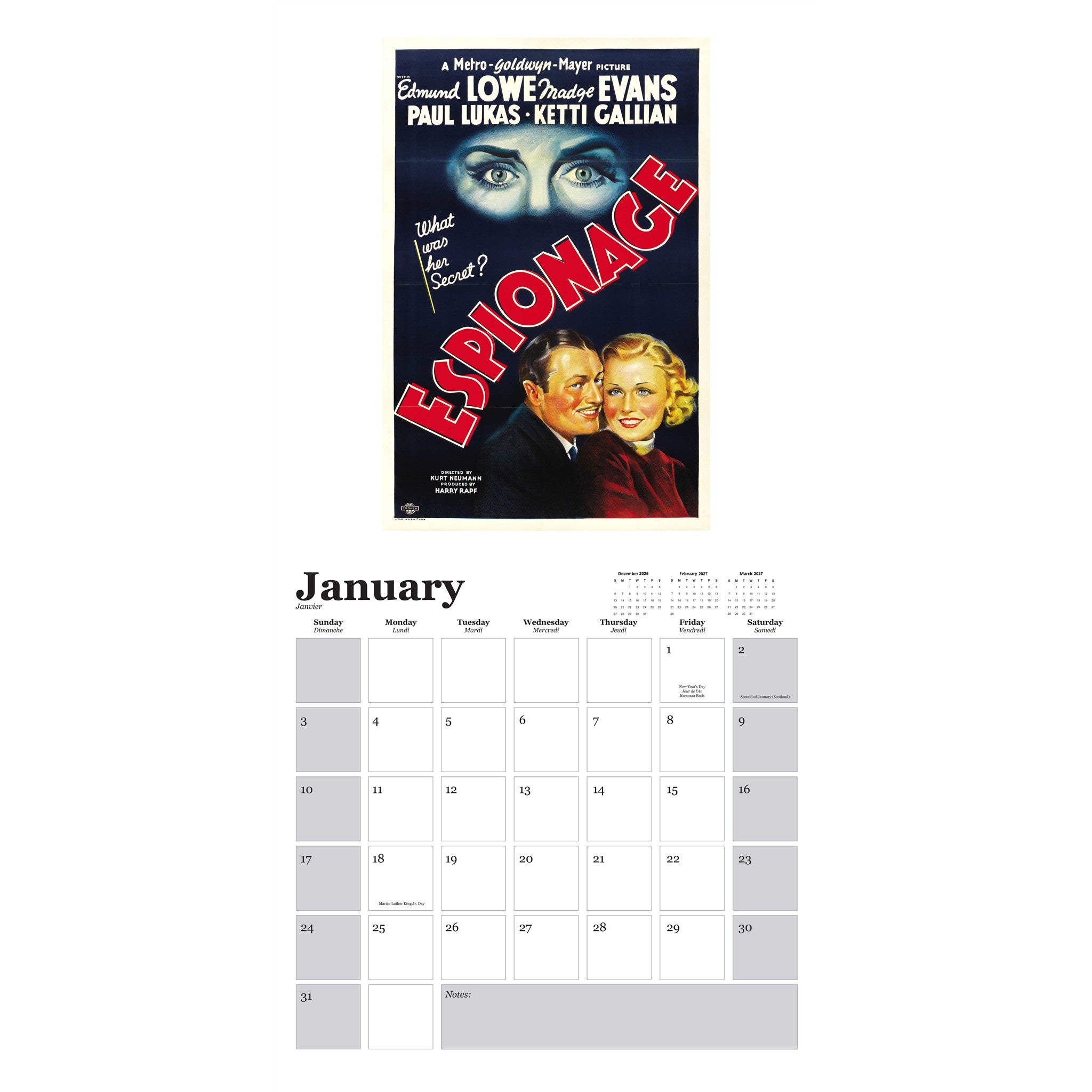 Vintage Movie Posters 2027 Wall Calendar - Online Only