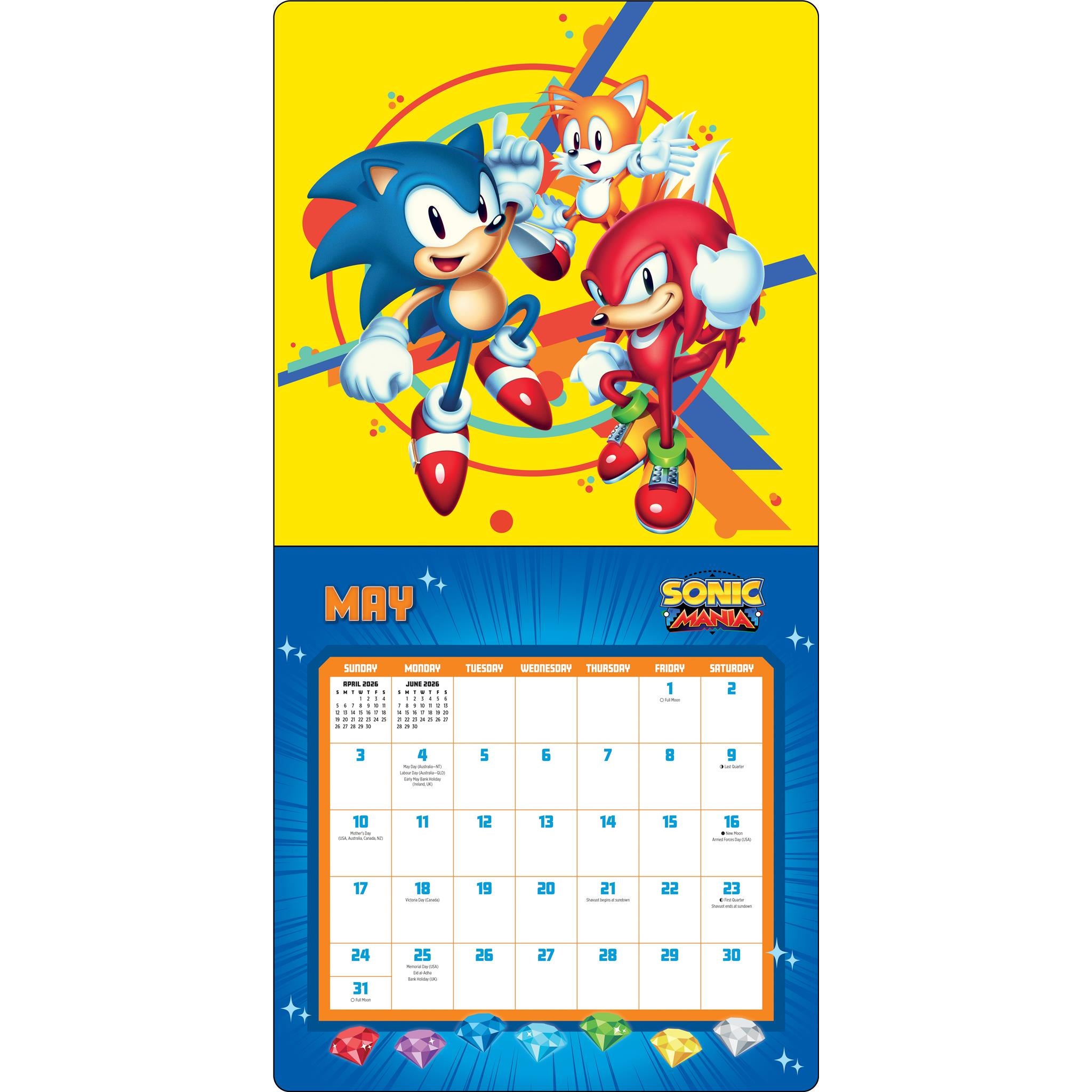 Sonic The Hedgehog 35th Anniversary with Notecards 2026 Deluxe Wall Calendar - Online Only