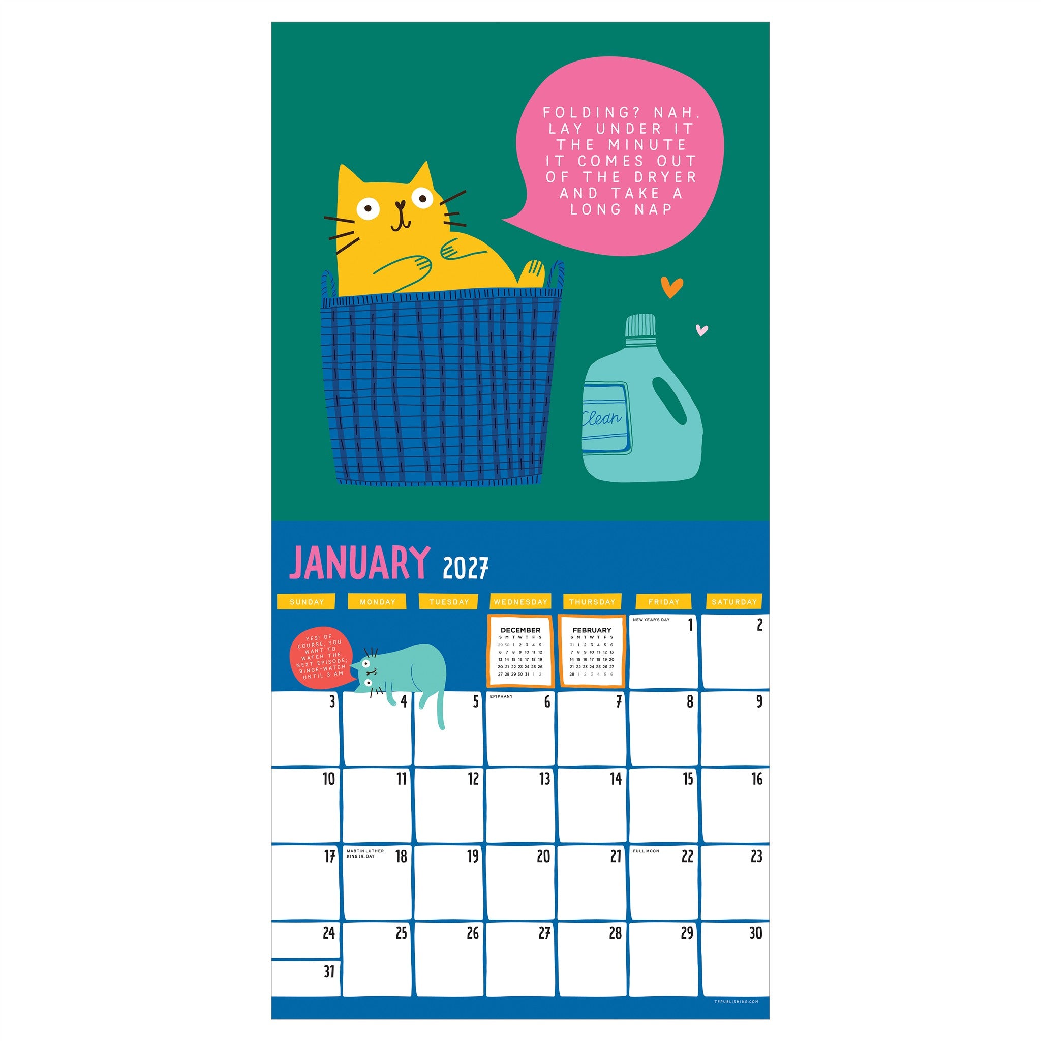 Cat vs Adulting 2027 Wall Calendar - Online Only