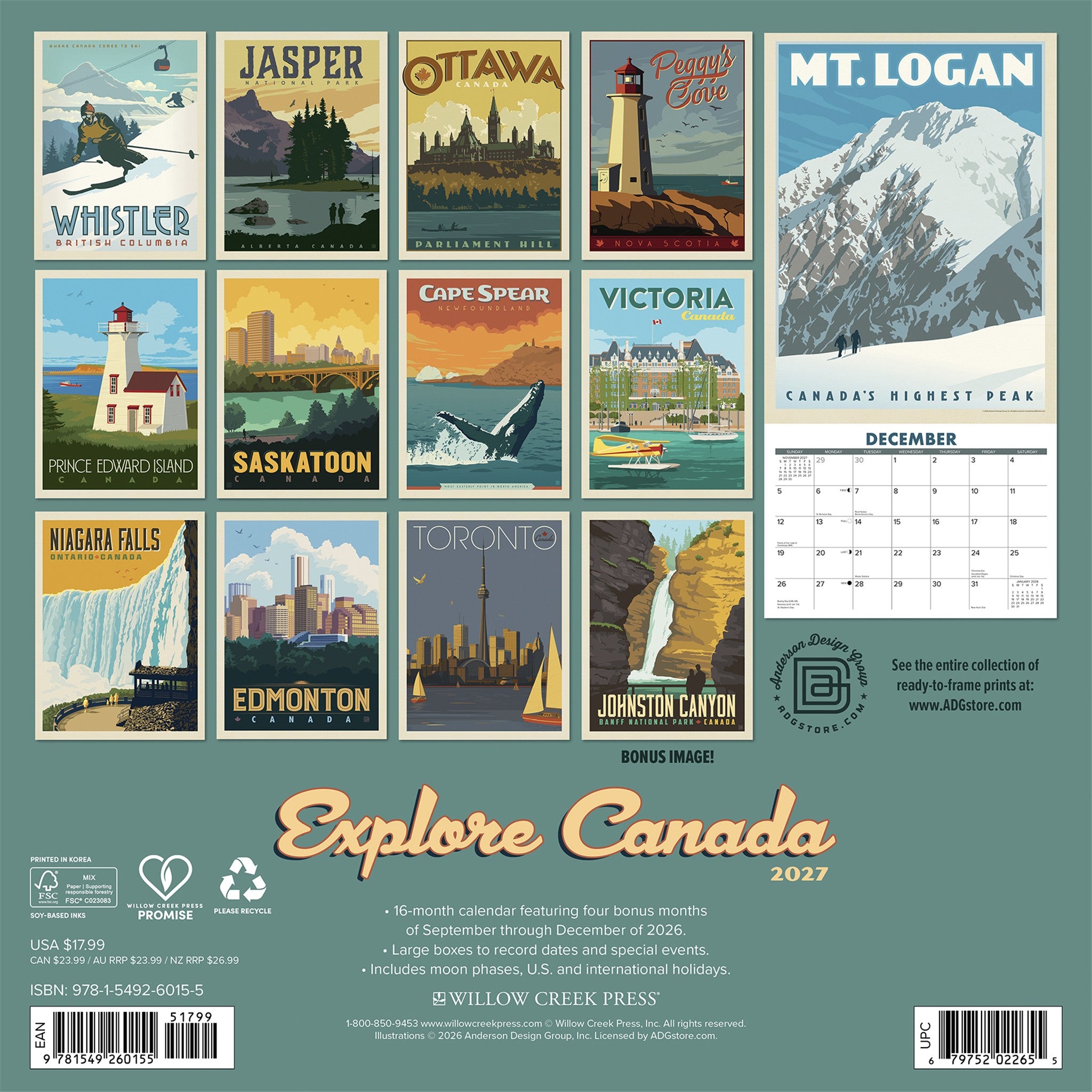 Explore Canada 2027 Wall Calendar