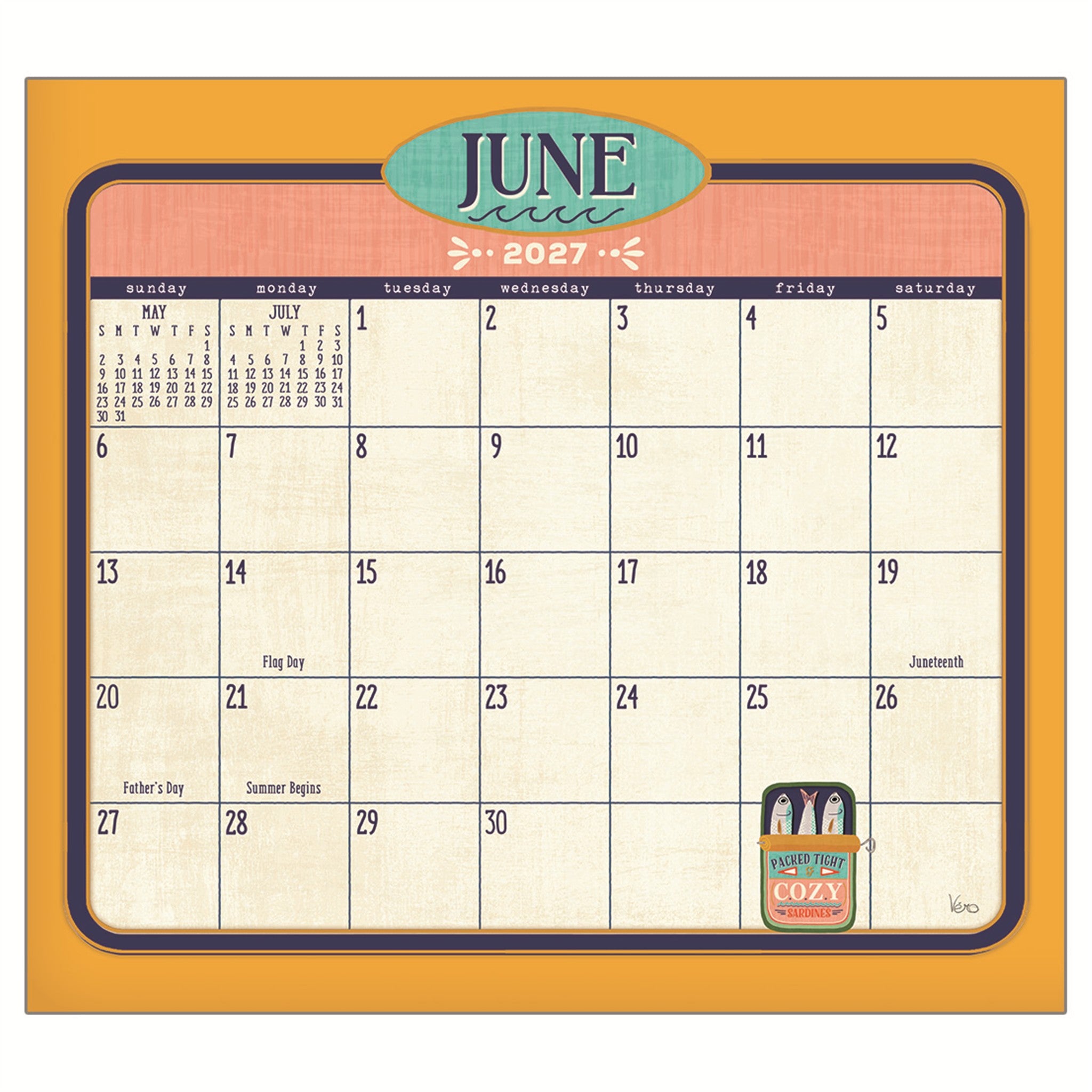 Sardines 2027 Mini Magnetic Calendar