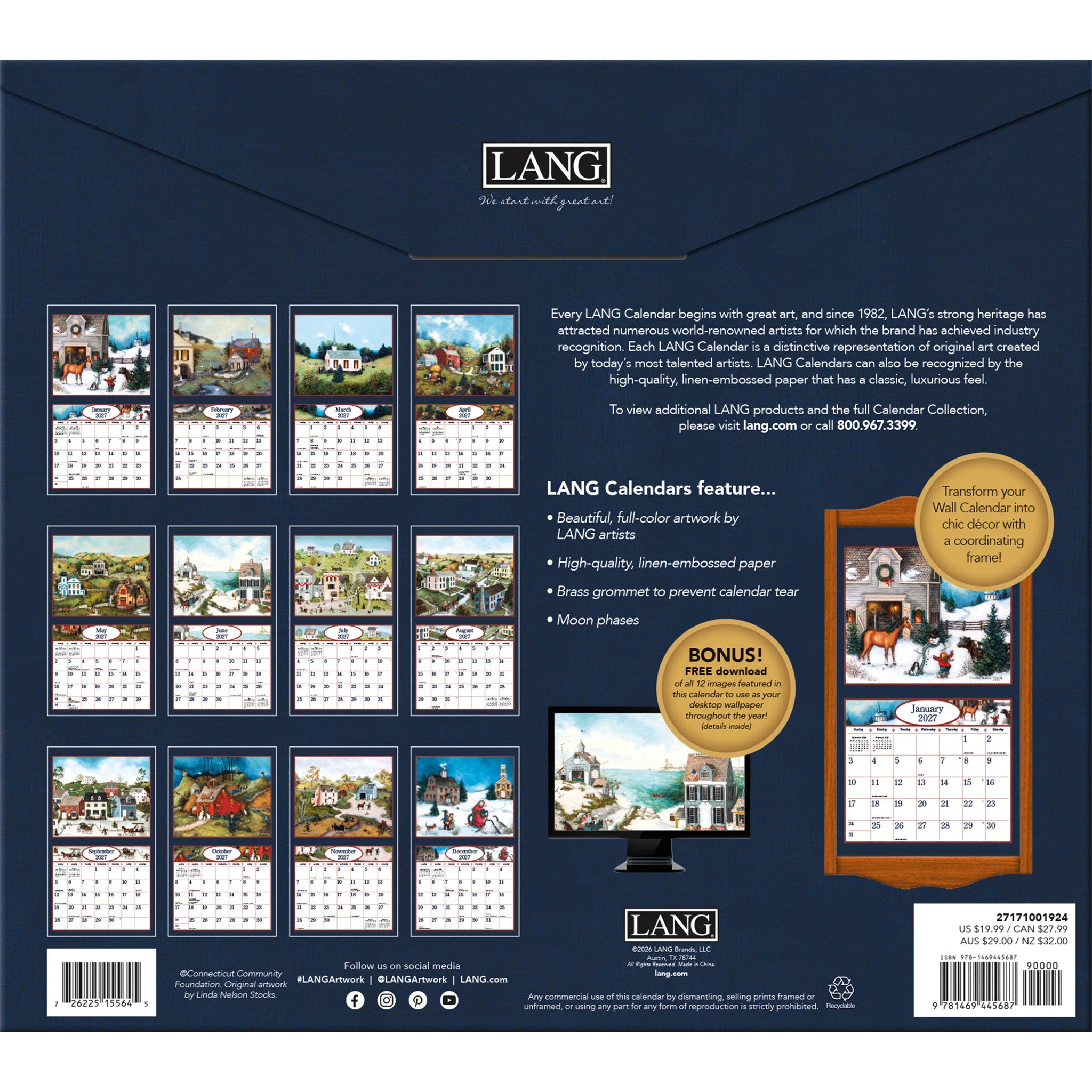 Linda Nelson Stocks Special Edition with Print 2027 Wall Calendar