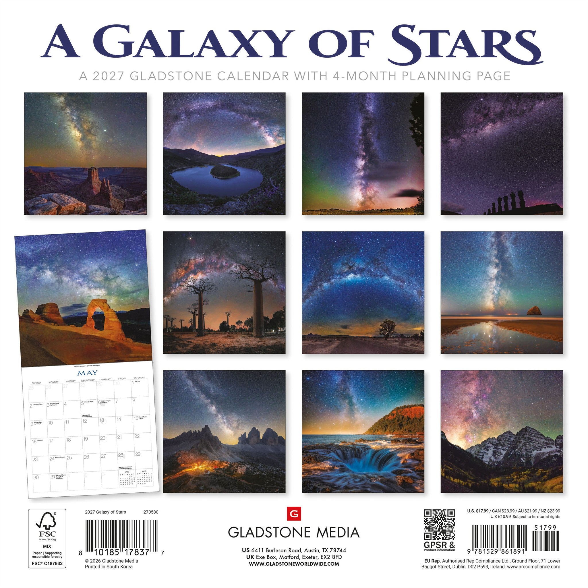 Galaxy of Stars 2027 Wall Calendar