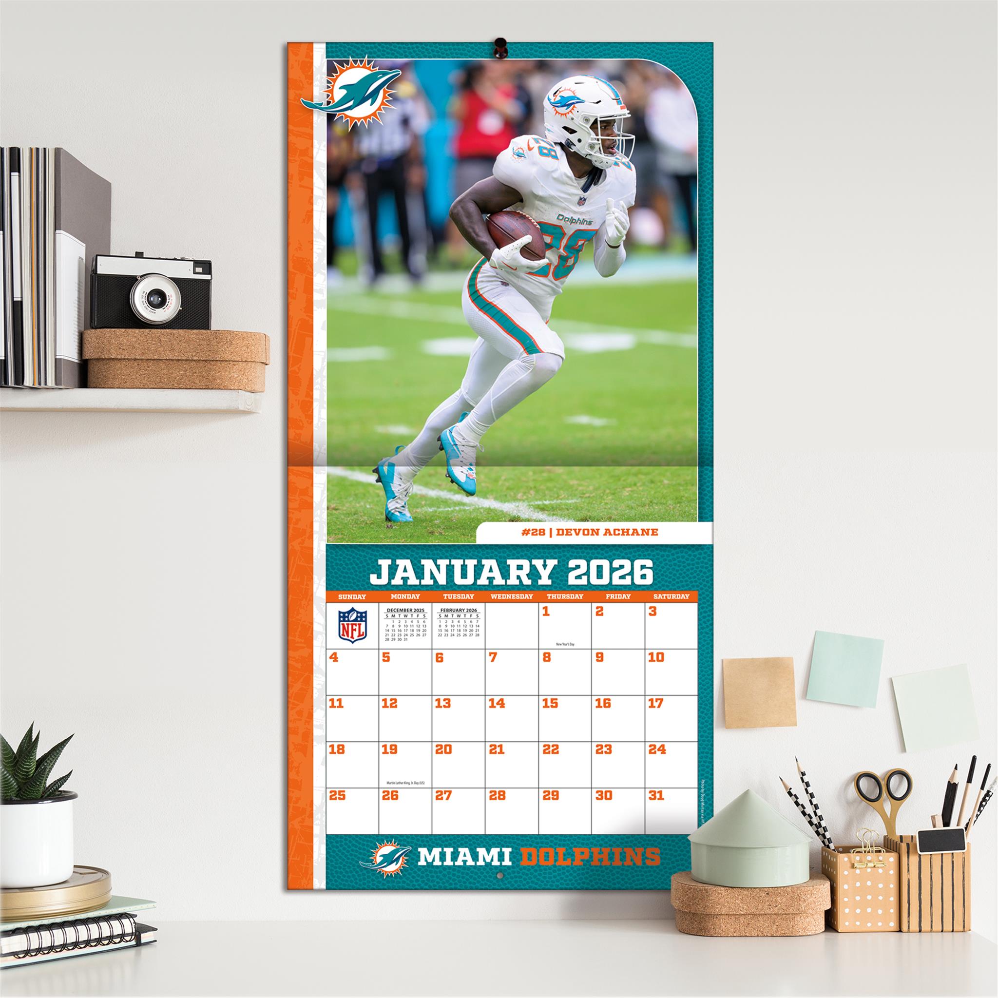 NFL Miami Dolphins 2026 Wall Calendar - Online Only