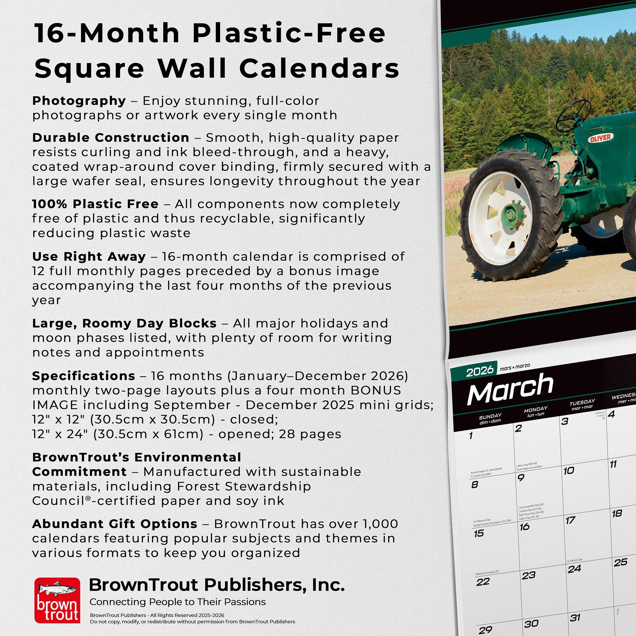Tractors 2026 Wall Calendar - Online Exclusive