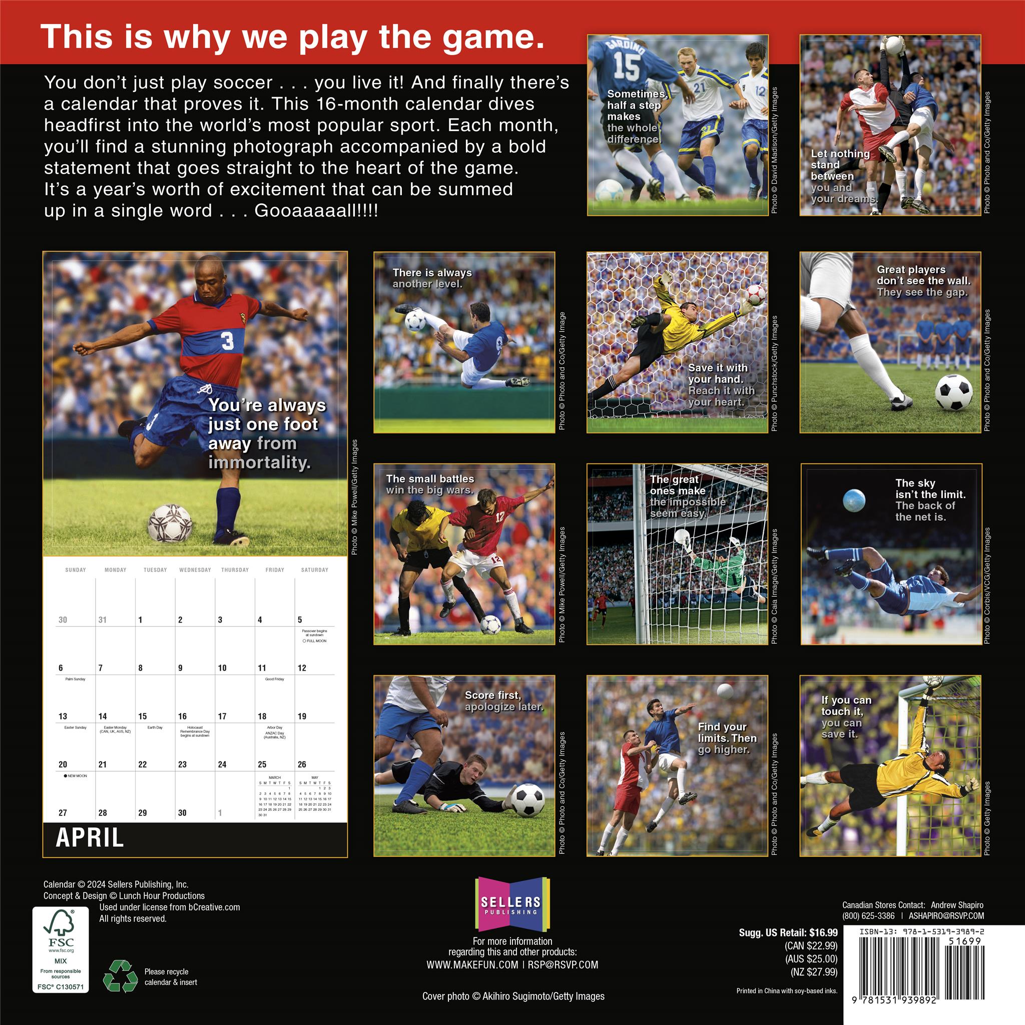 Soccer Wall 2025 Calendar