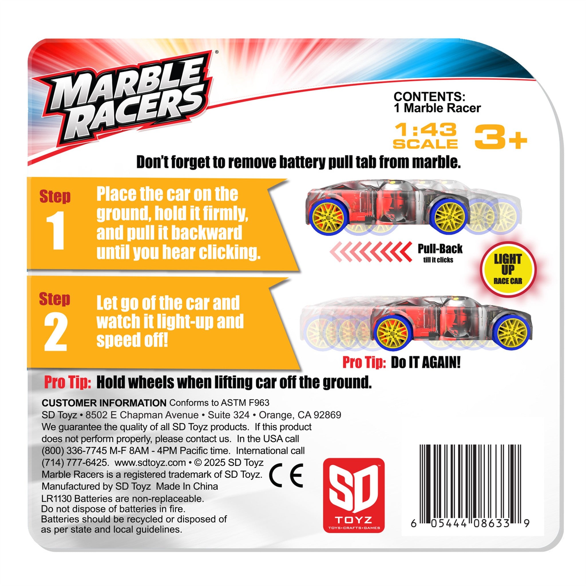 Blue/Yellow Muscle Car Marble Racer