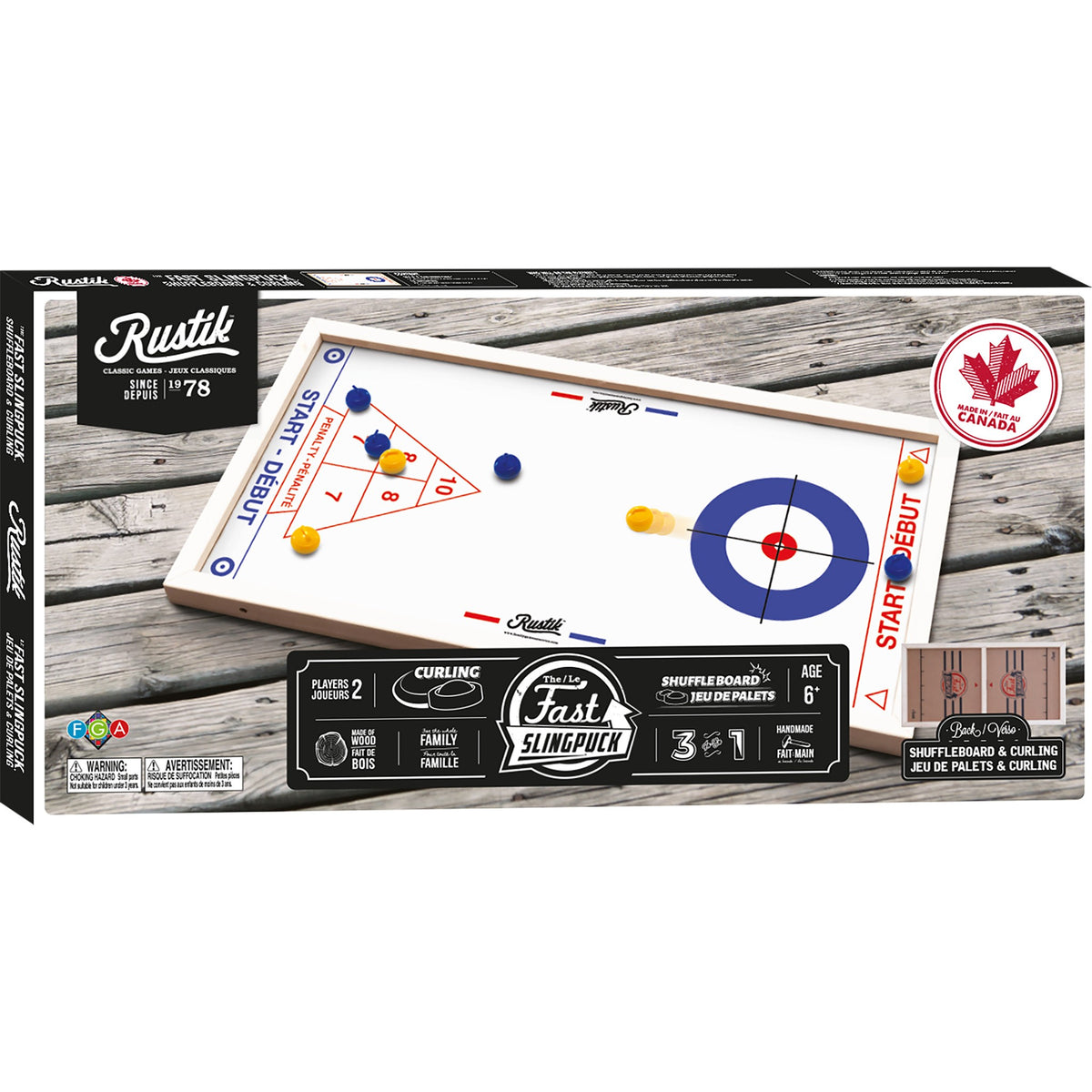 Slingpuck / Curling / Shuffleboard 3 In 1 Tabletop Game