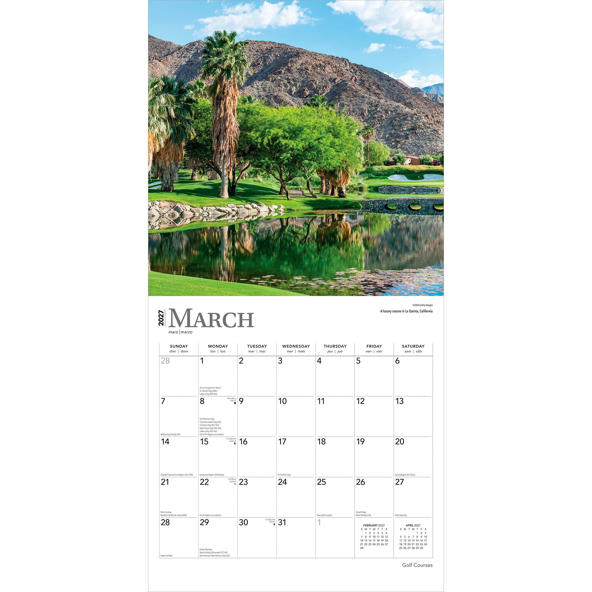 Golf Courses 2027 Wall Calendar