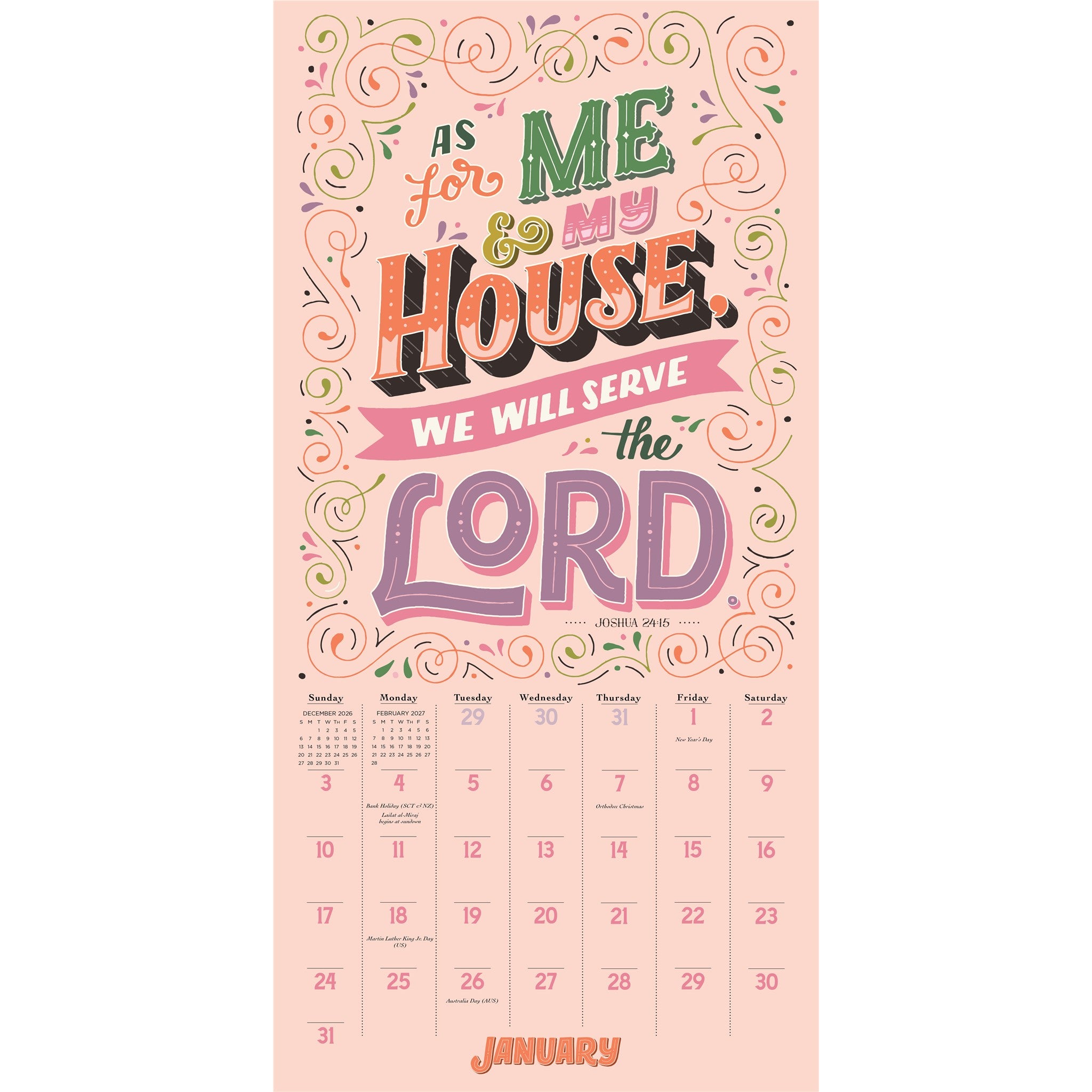 The Illustrated Bible Verses 2027 Wall Calendar