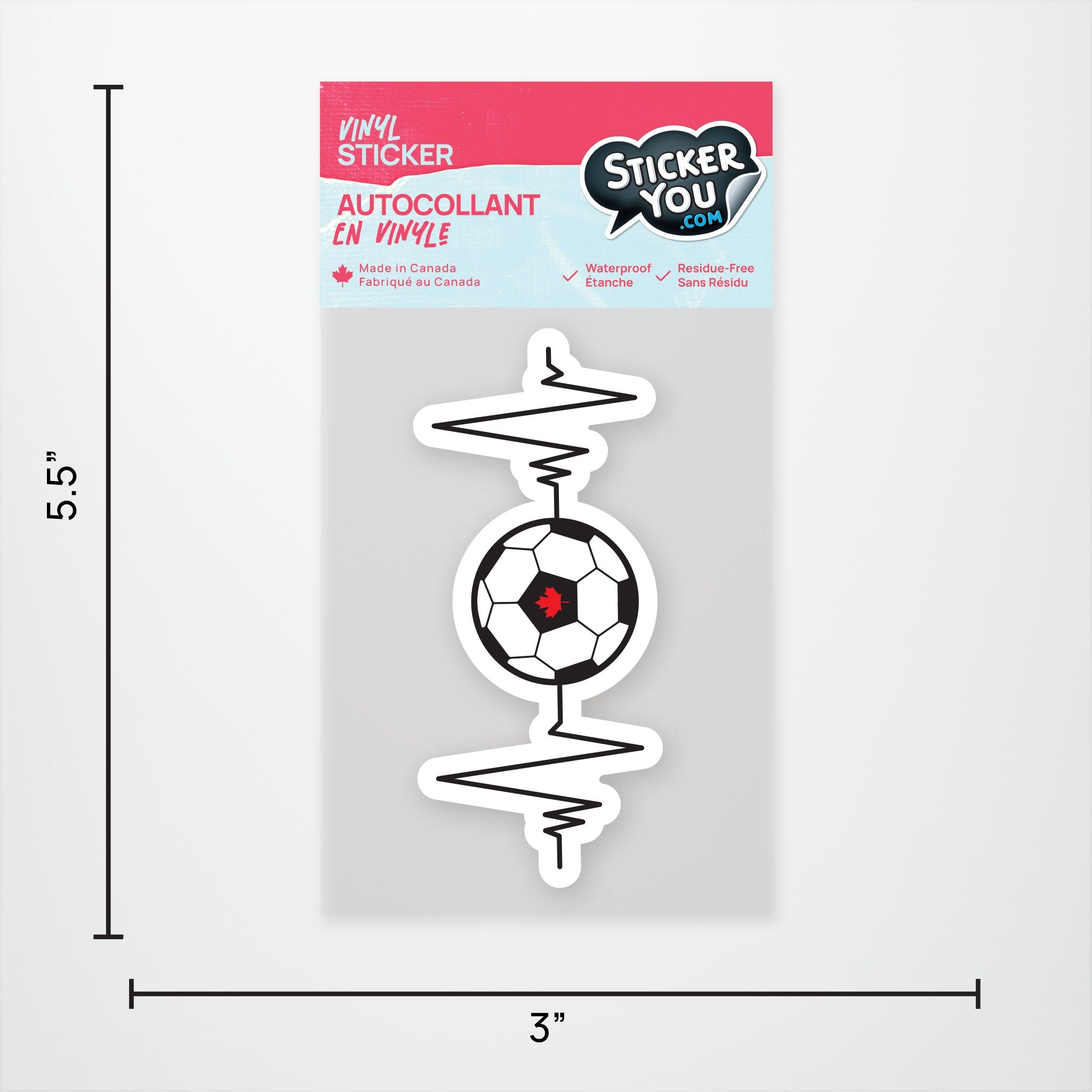 Soccer Ball Heartbeat Vinyl Sticker