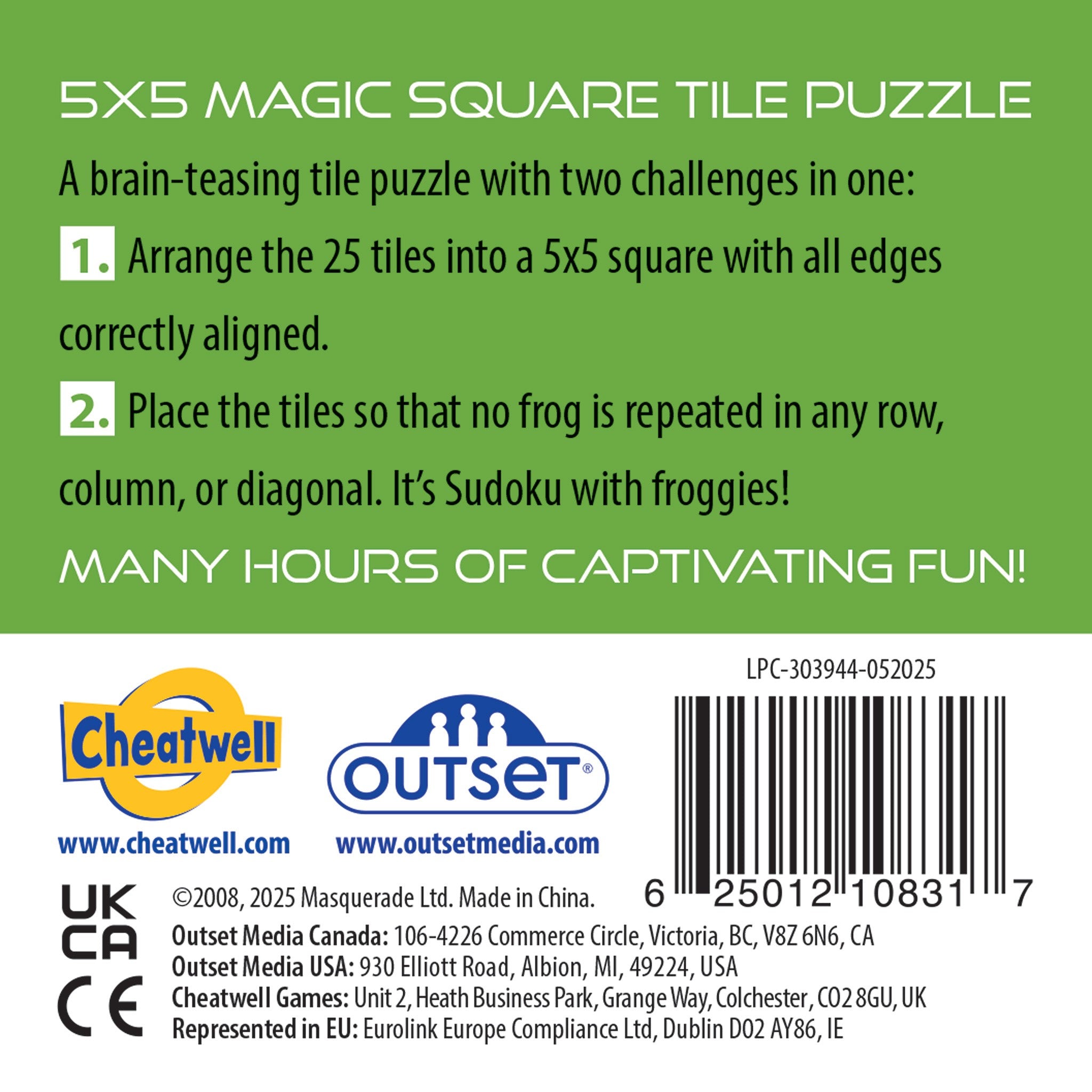 Frogs Magic Square 25 Piece Puzzle - Online Only