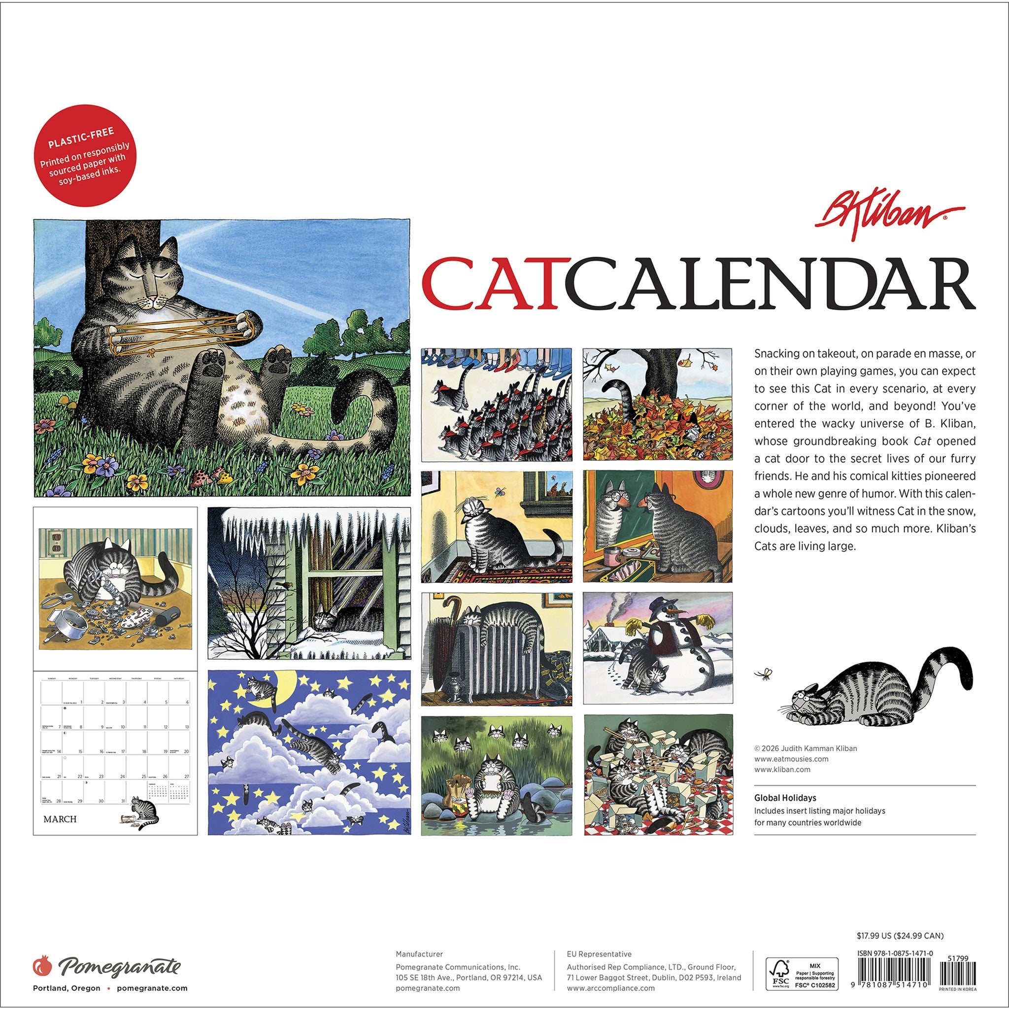 B Kliban Cat Special Edition with Print 2027 Wall Calendar