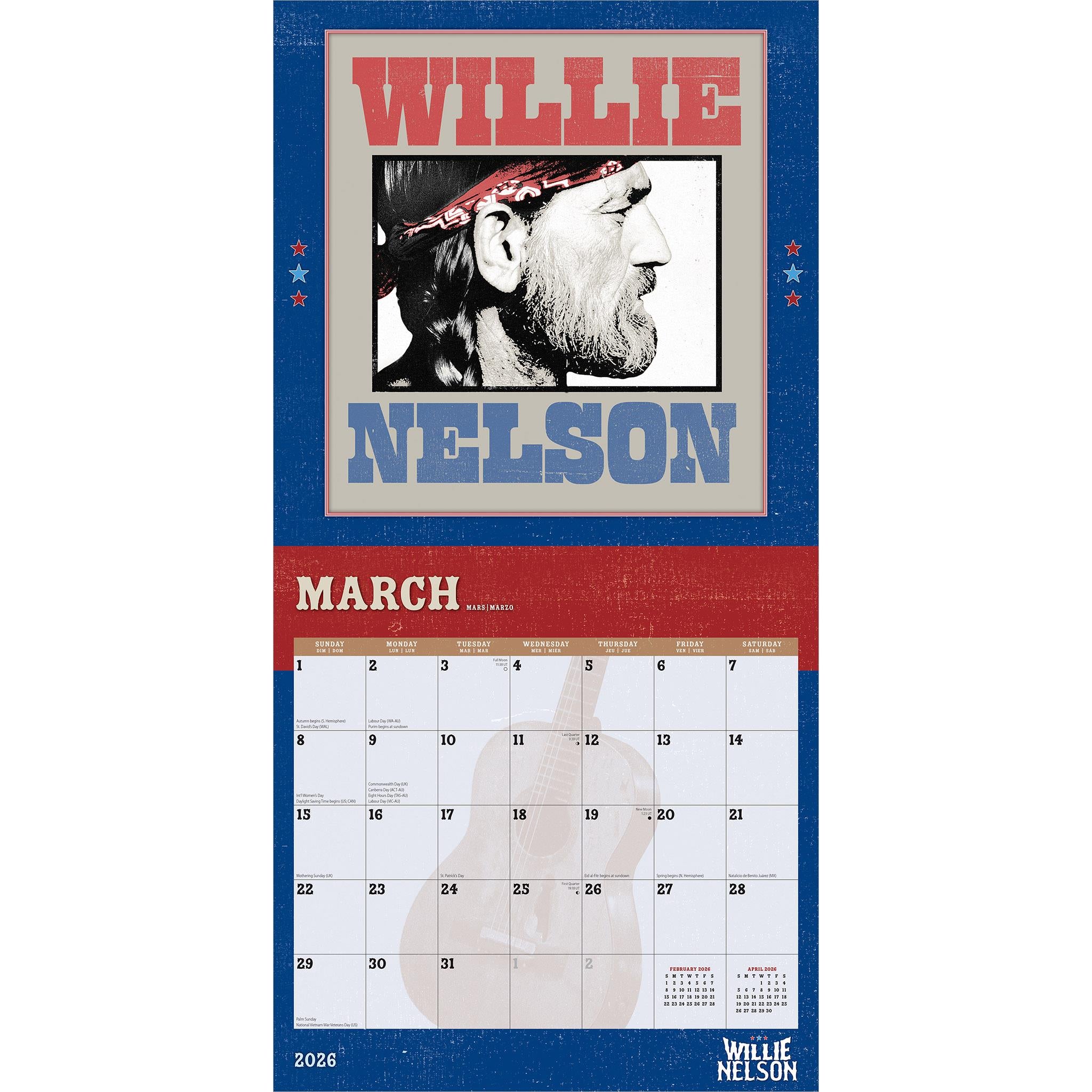 Willie Nelson 2026 Wall Calendar - Online Exclusive