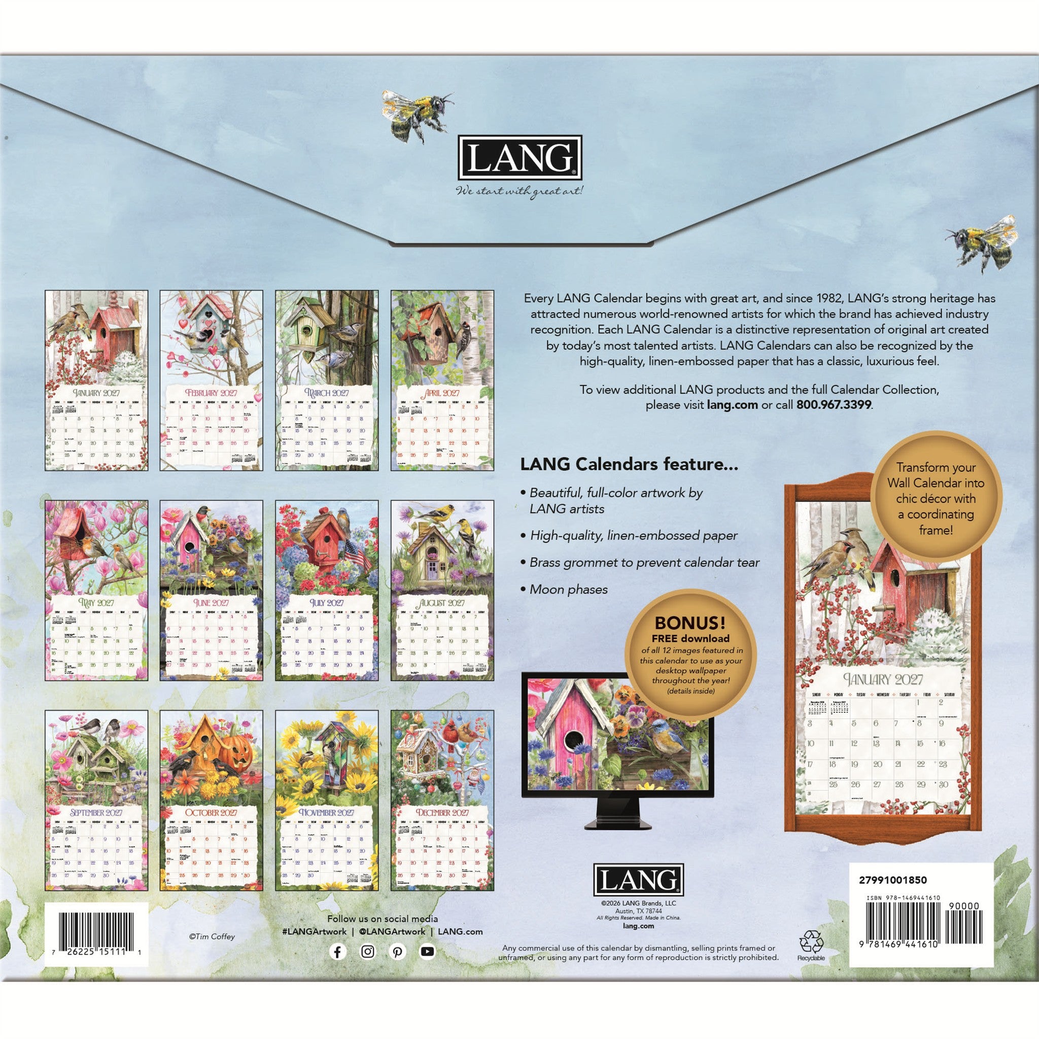 Birdhouses 2027 Wall Calendar - Online Only