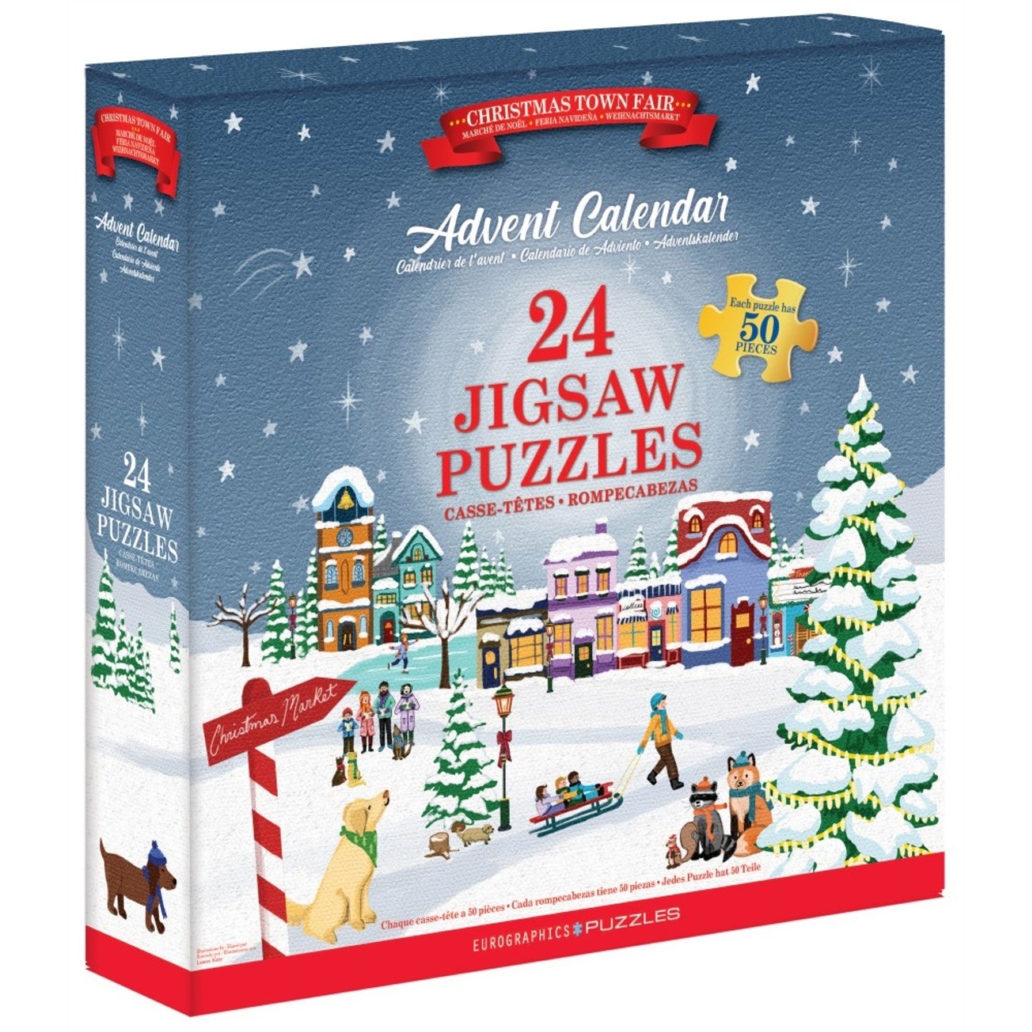 Christmas Town Fair Advent Calendar 24 Mini 50 Piece Puzzle