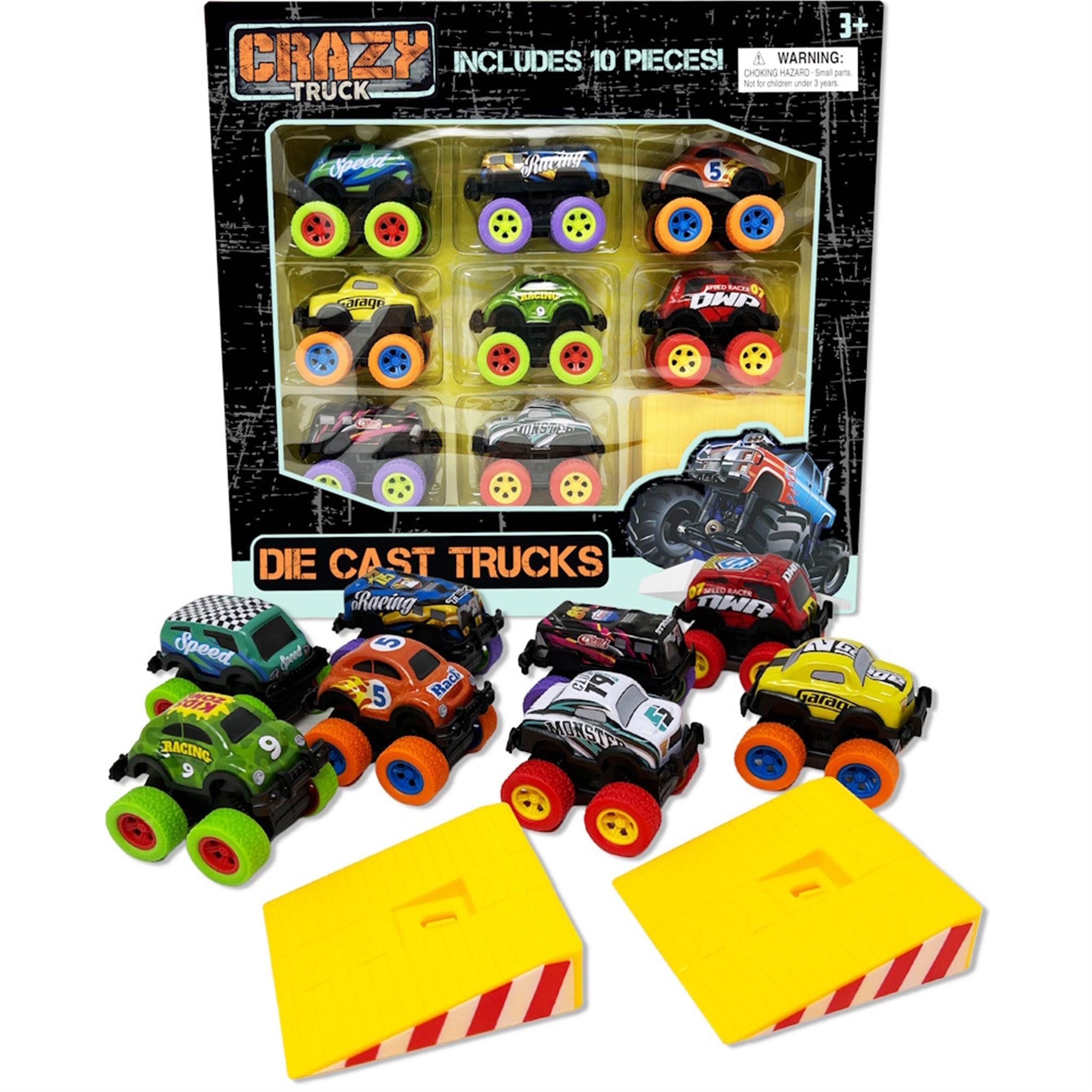 Crazy Truck Pull‑Back Die‑Cast 10‑PC Set