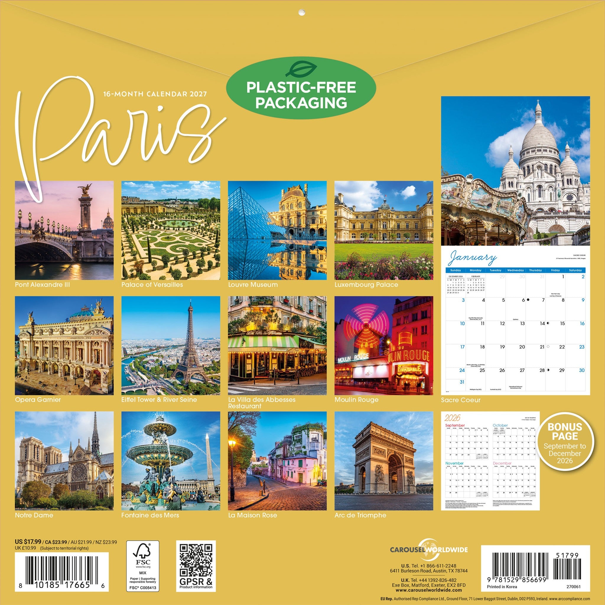 Paris 2027 Wall Calendar