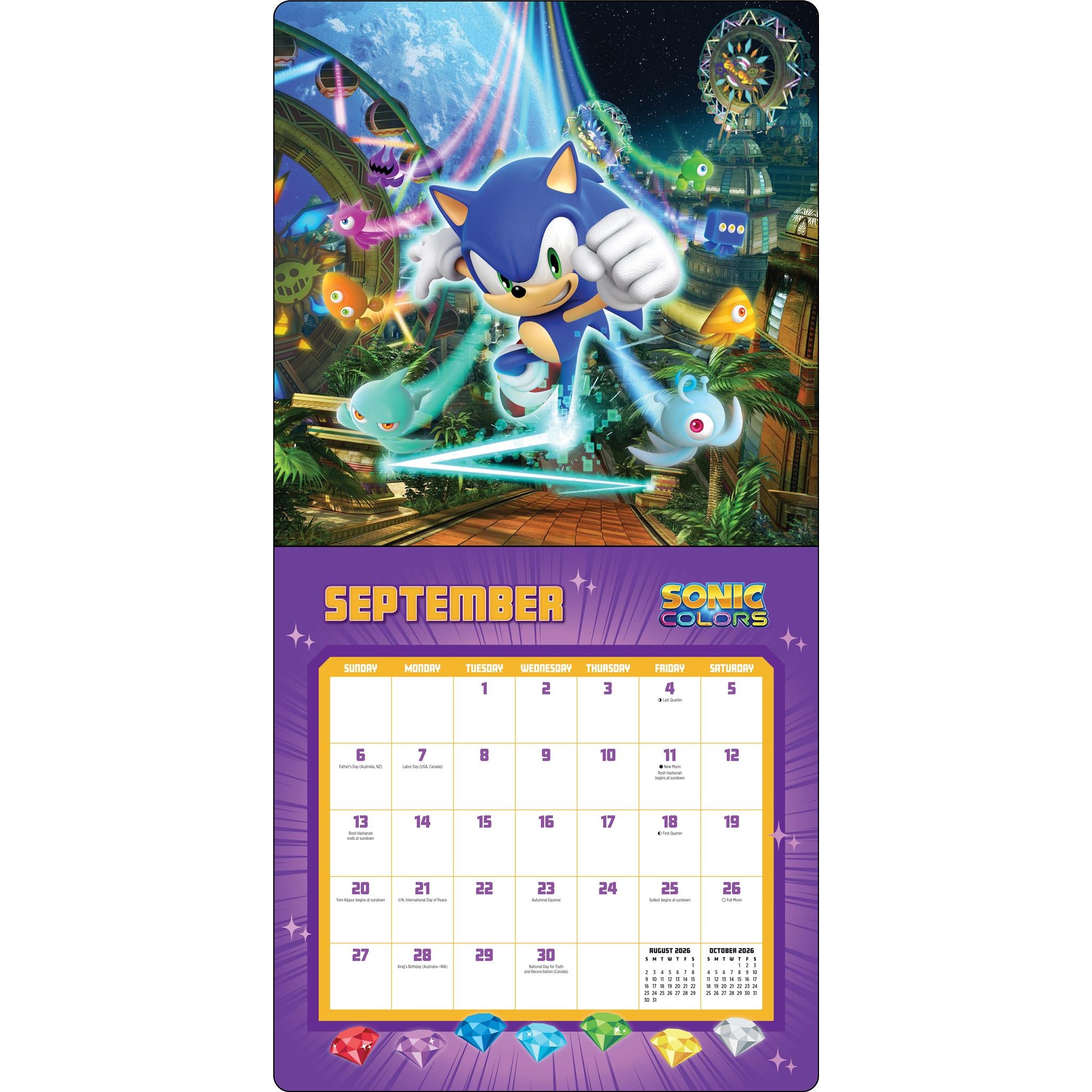 Sonic The Hedgehog 35th Anniversary with Notecards 2026 Deluxe Wall Calendar - Online Only