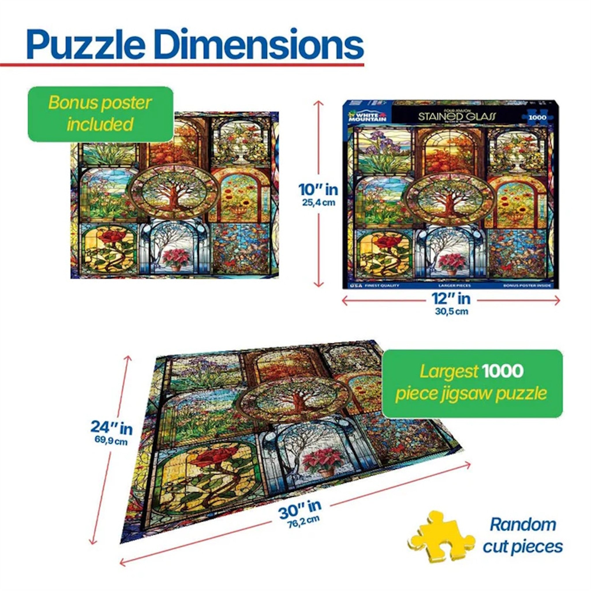 Four Season Stained Glass 1000 Piece Puzzle