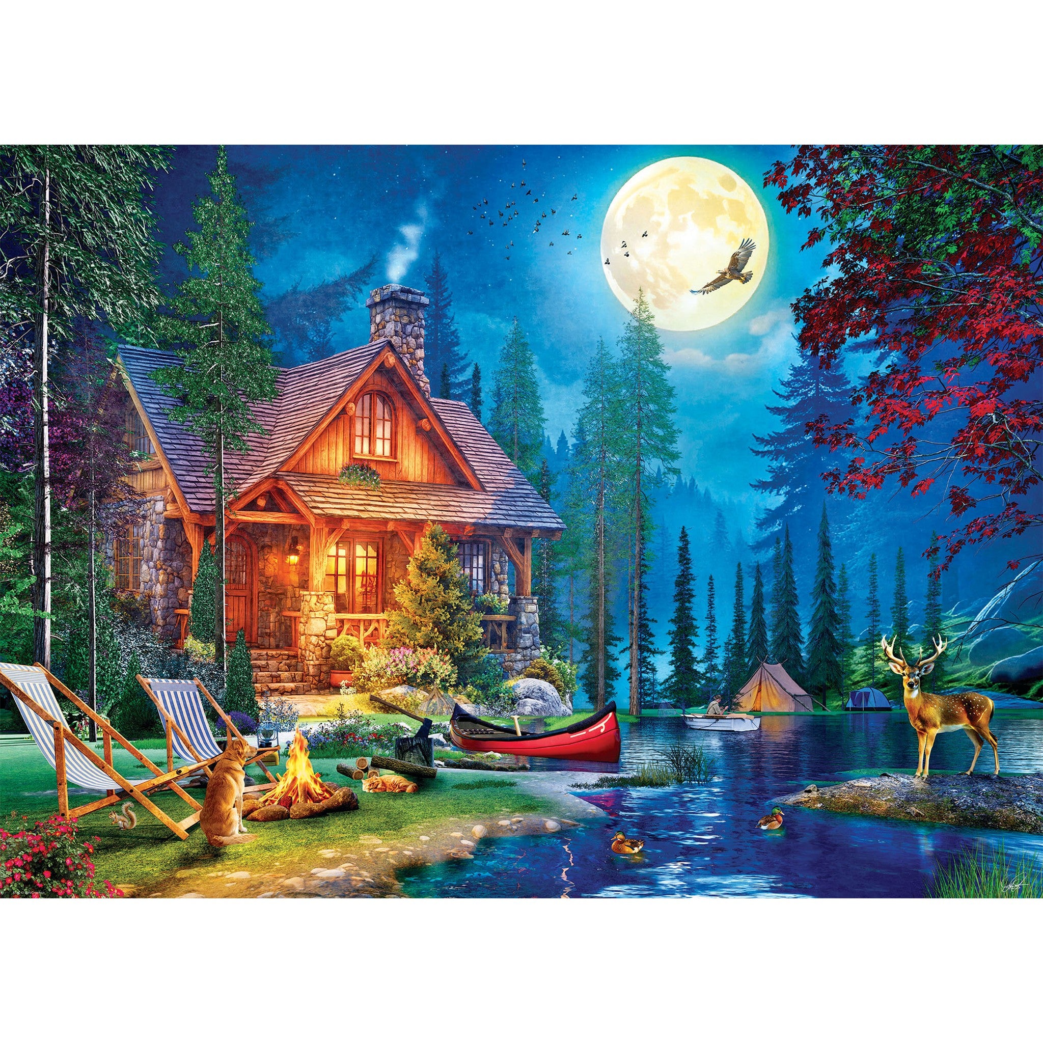 Moon Lake Cabin 1000 Piece Puzzle