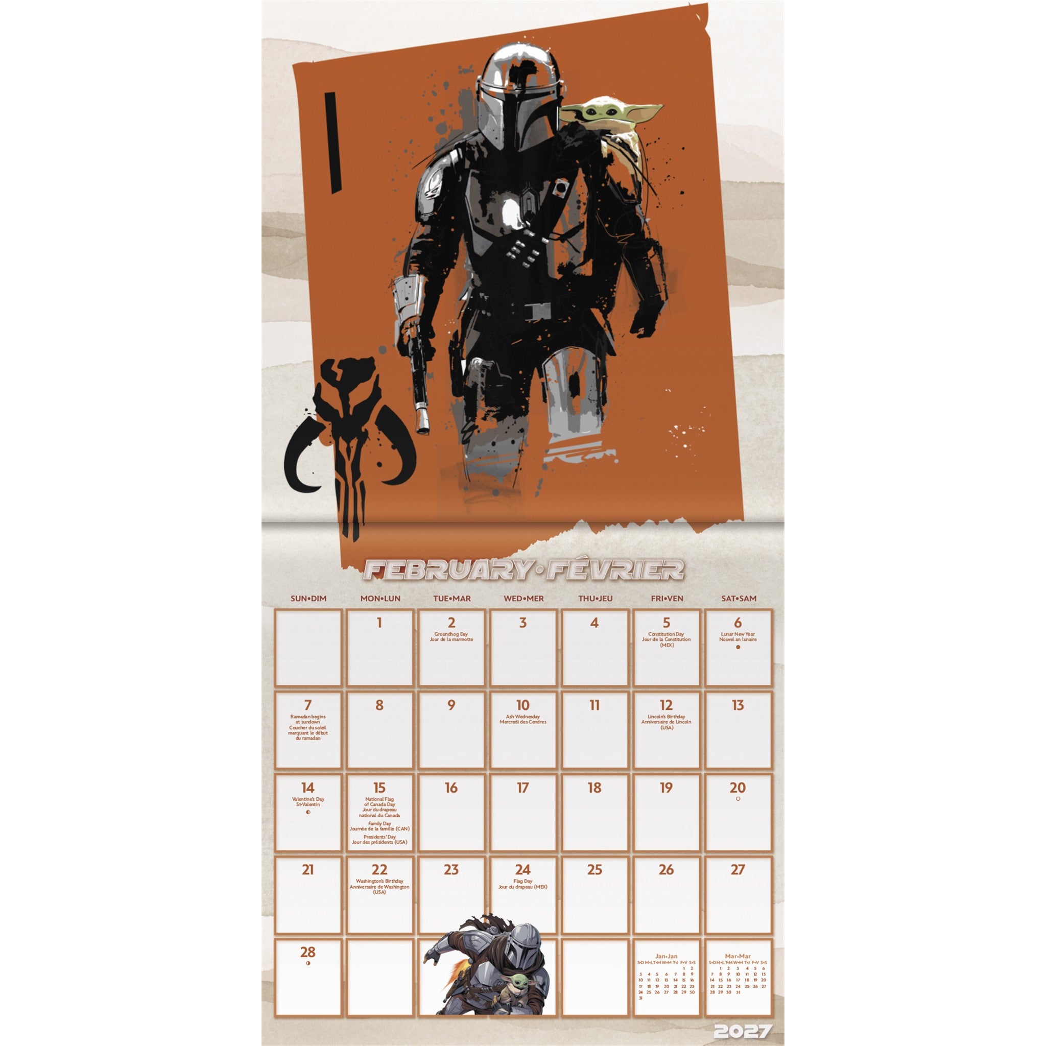 Star Wars Mandalorian Grogu 2027 Mini Calendar