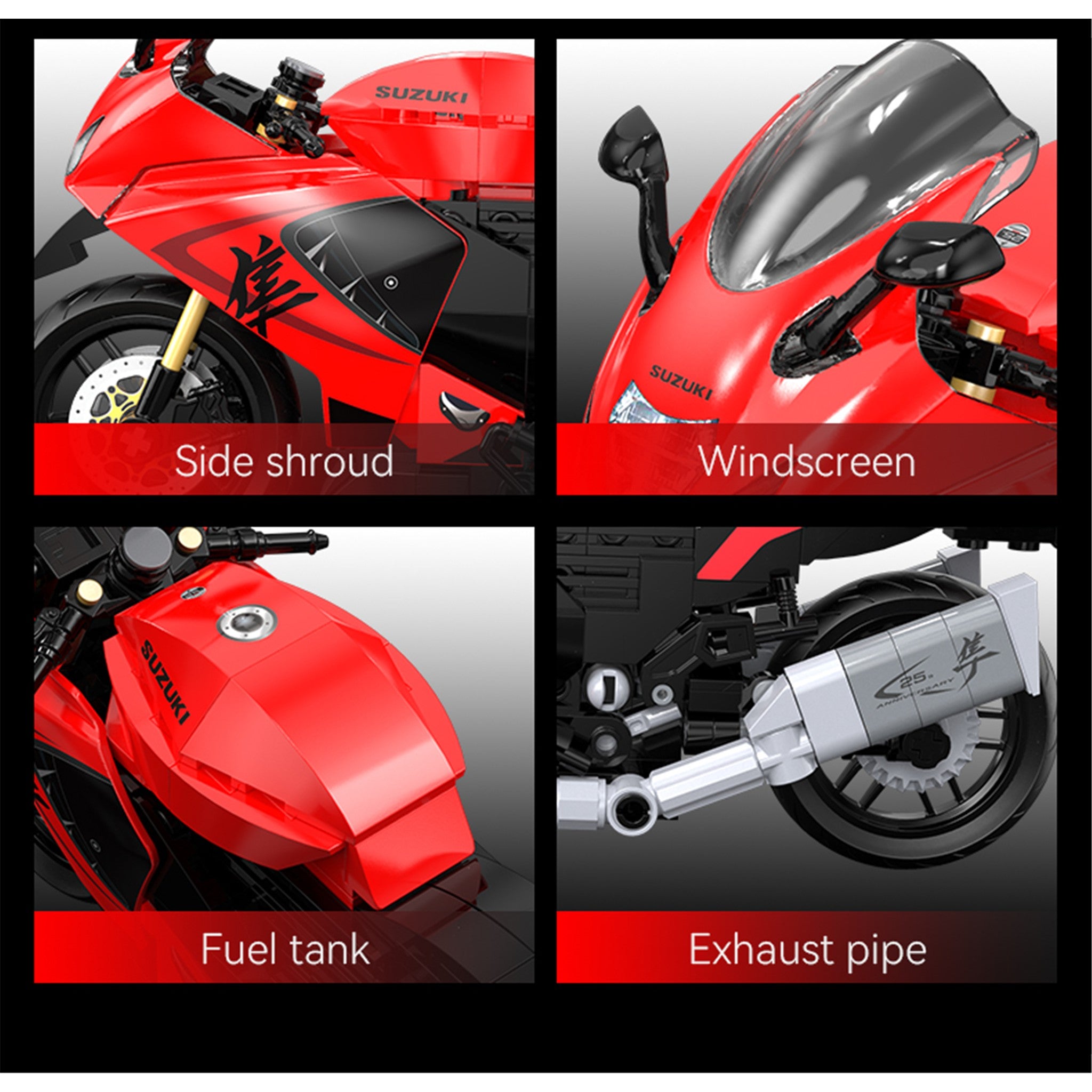 Red 1:12 Suzuki Hayabusa 299 Pieces