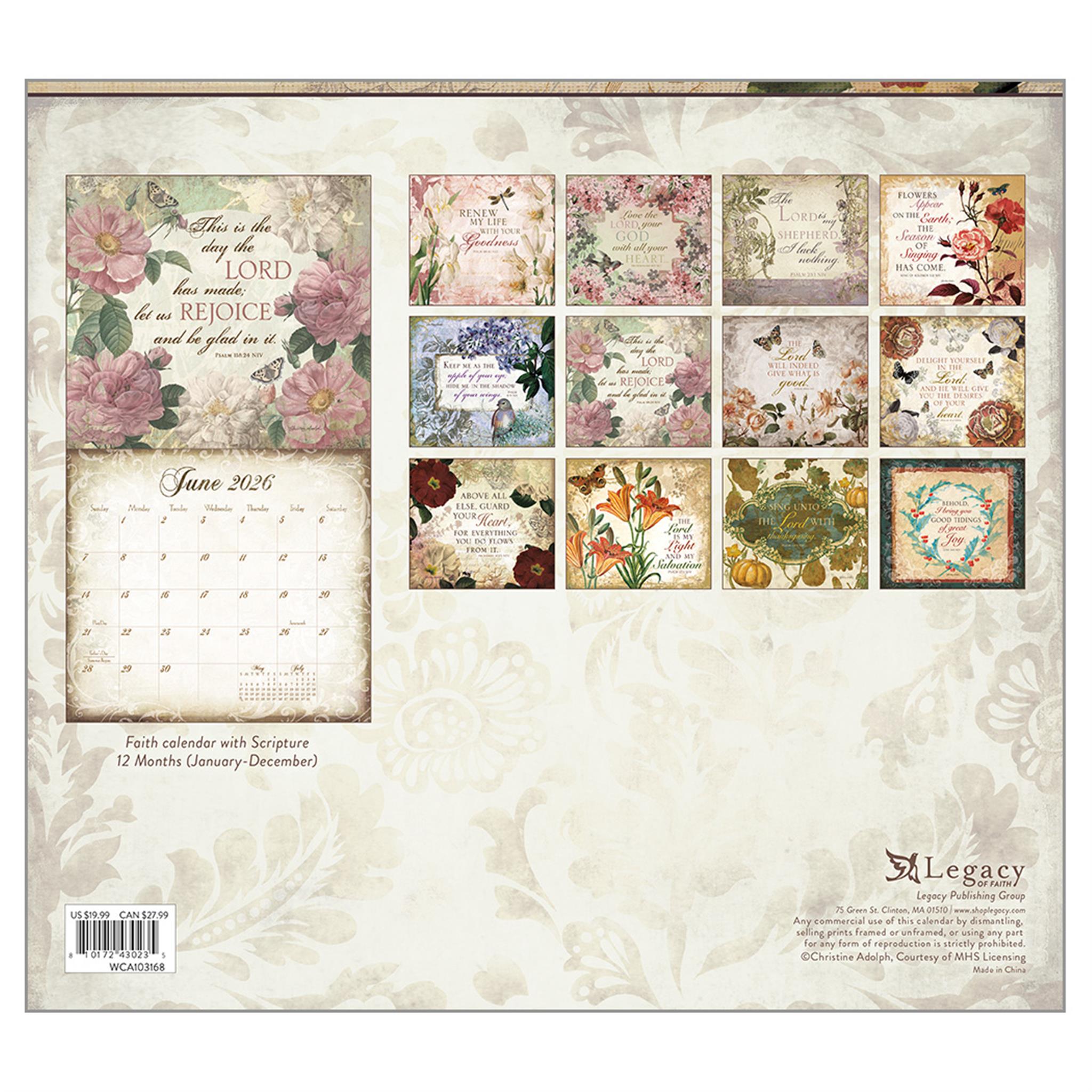 Walk By Faith 2026 Deluxe Special Edition Wall Calendar with Cards