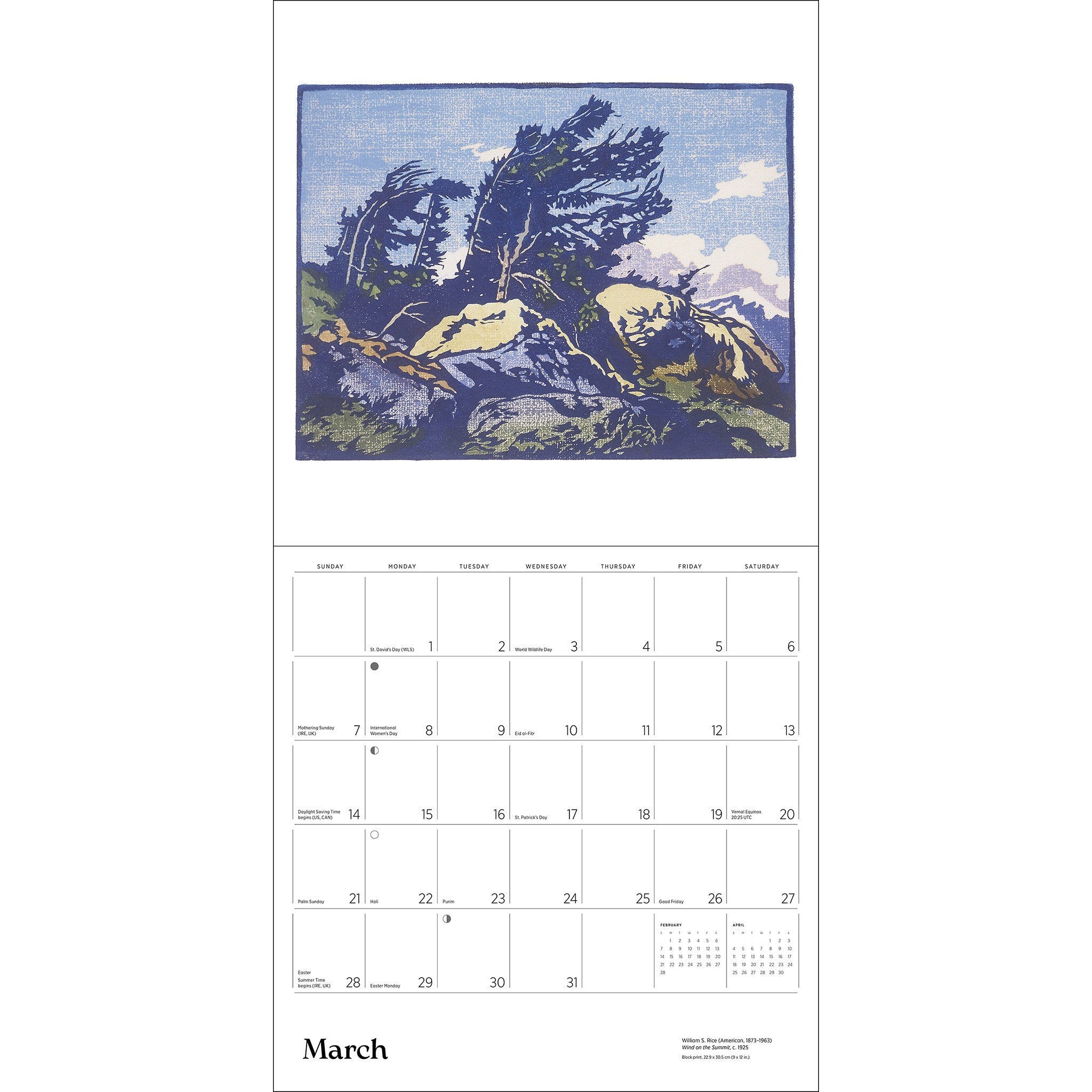 Arts and Crafts Block Prints 2027 Wall Calendar