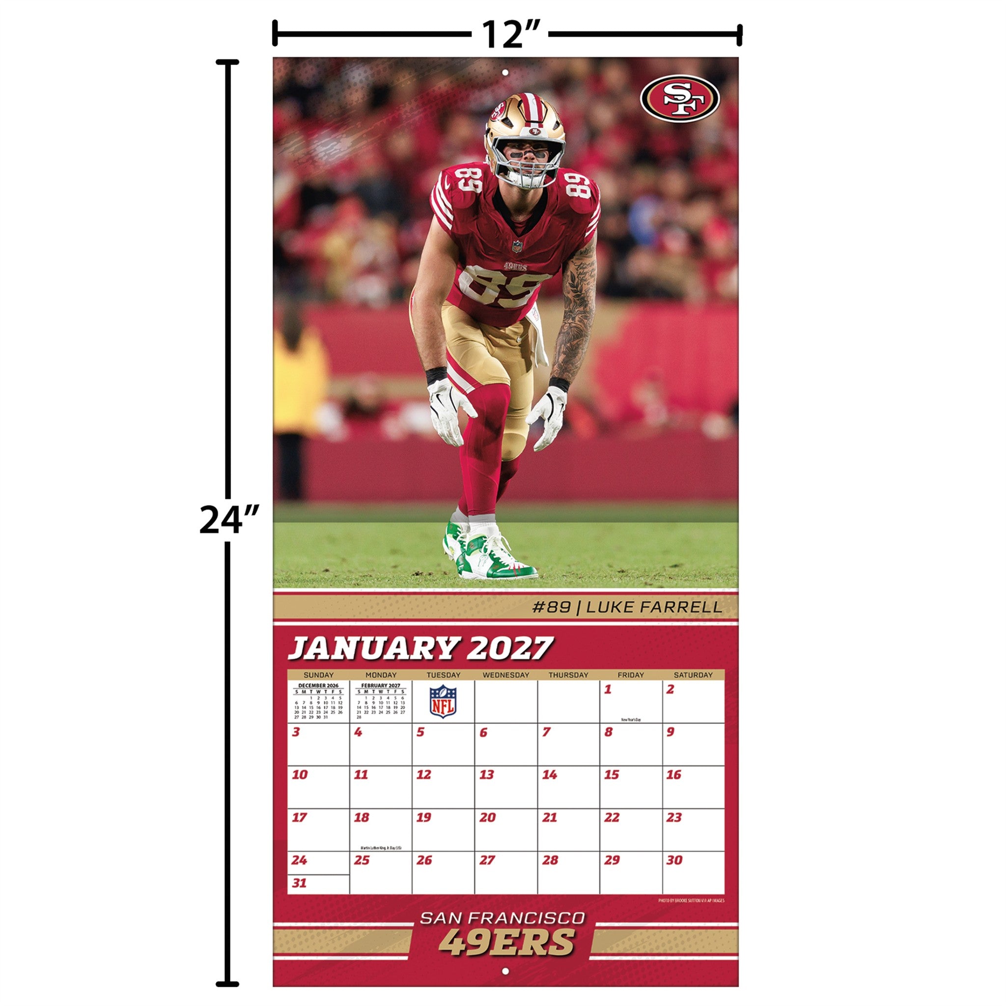 NFL San Francisco 49Ers 2027 Wall Calendar