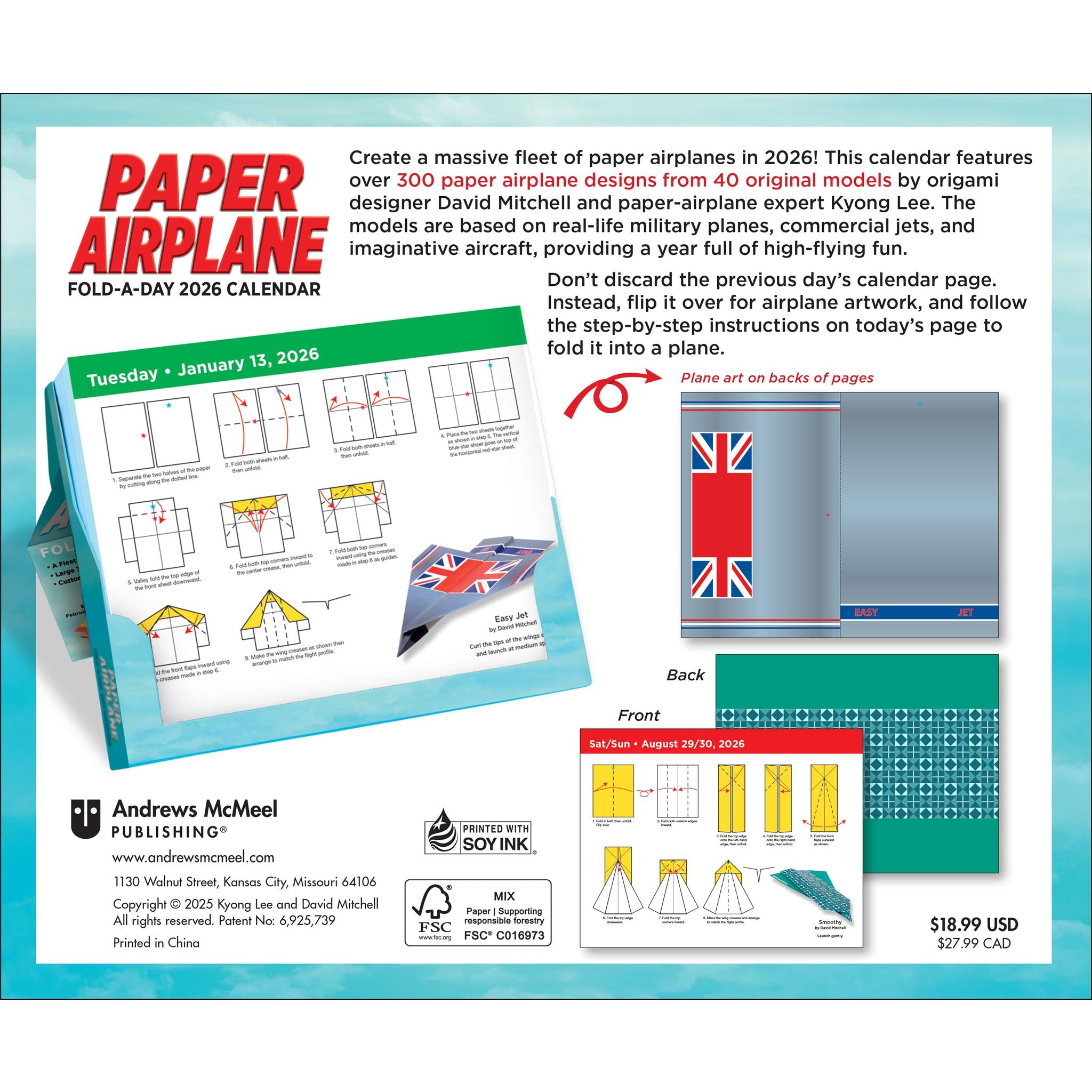 Paper Airplane Fold-A-Day 2026 Box Calendar